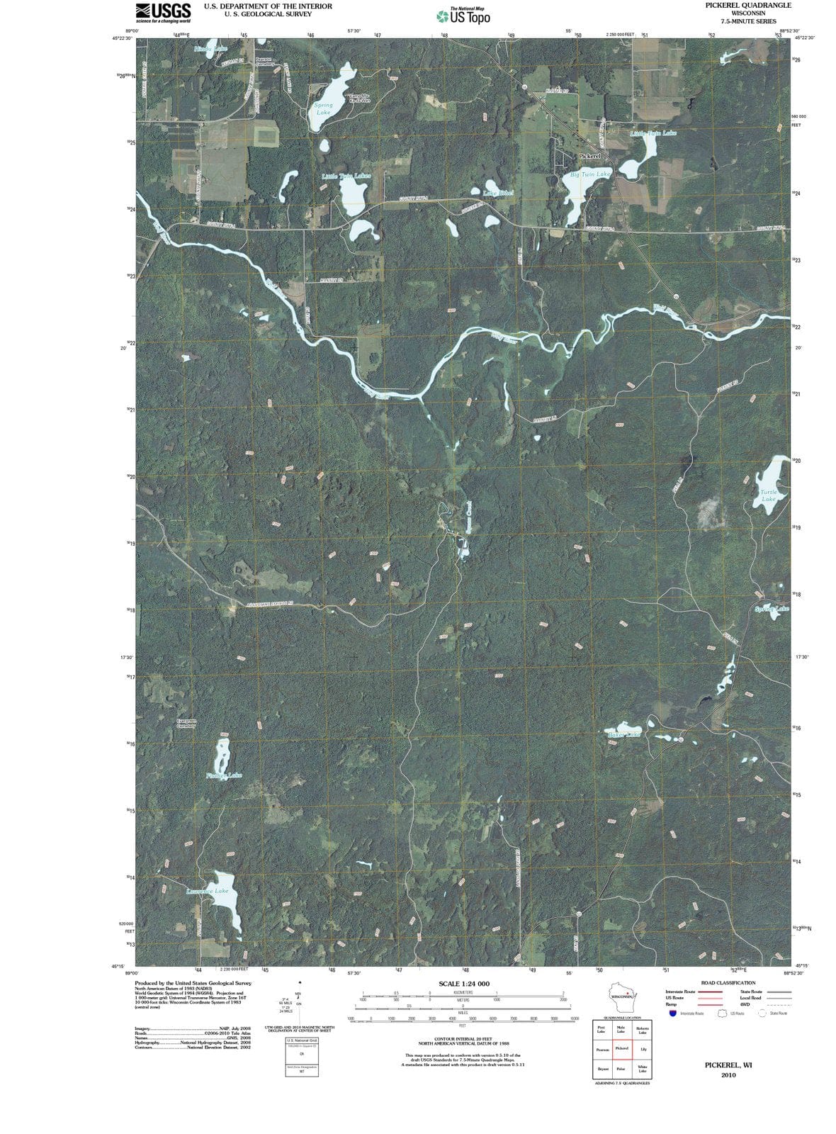 2010 Pickerel, WI - Wisconsin - USGS Topographic Map