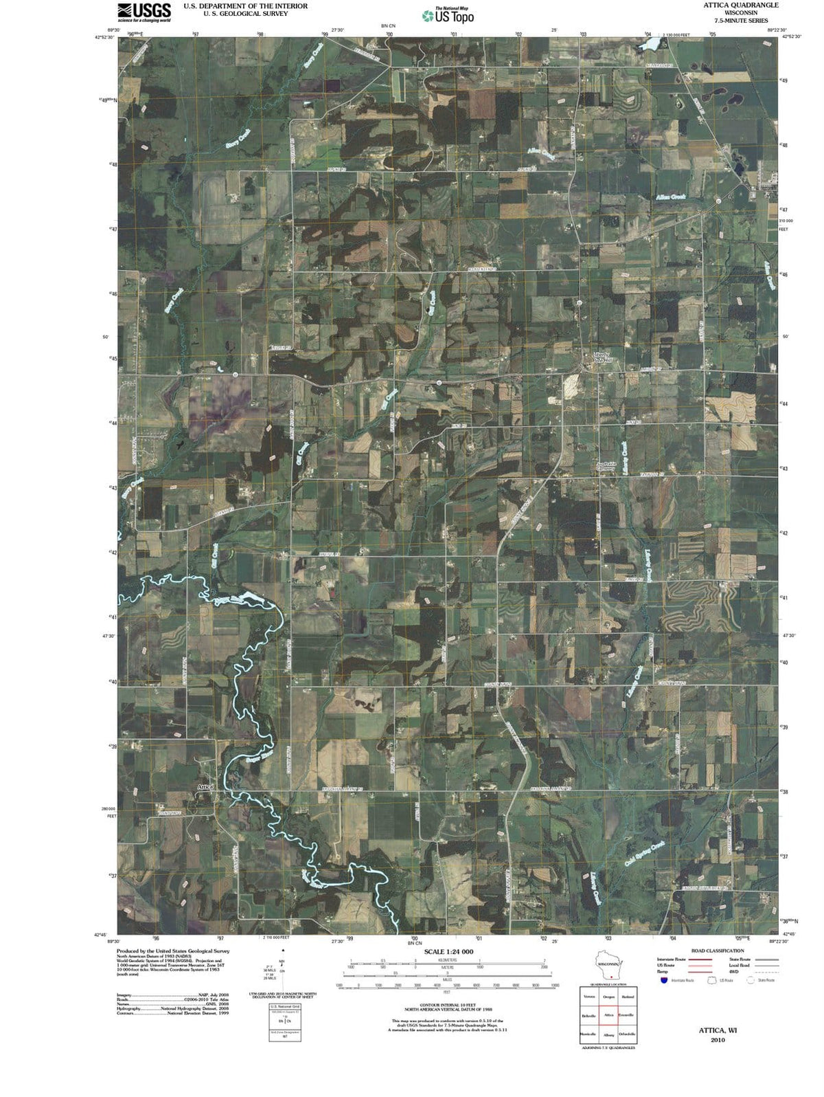 2010 Attica, WI - Wisconsin - USGS Topographic Map