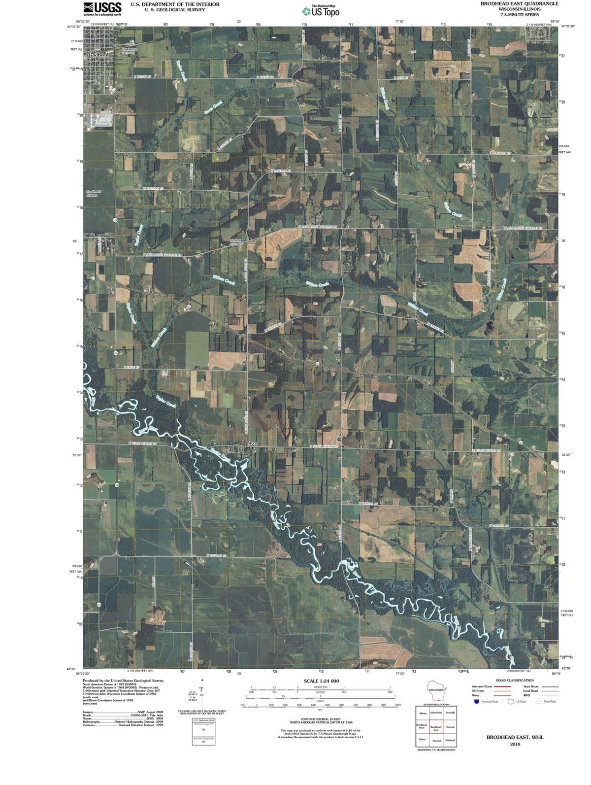 2010 Brodhead East, WI - Wisconsin - USGS Topographic Map