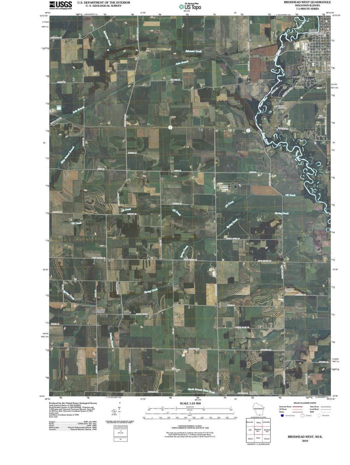 2010 Brodhead West, WI - Wisconsin - USGS Topographic Map