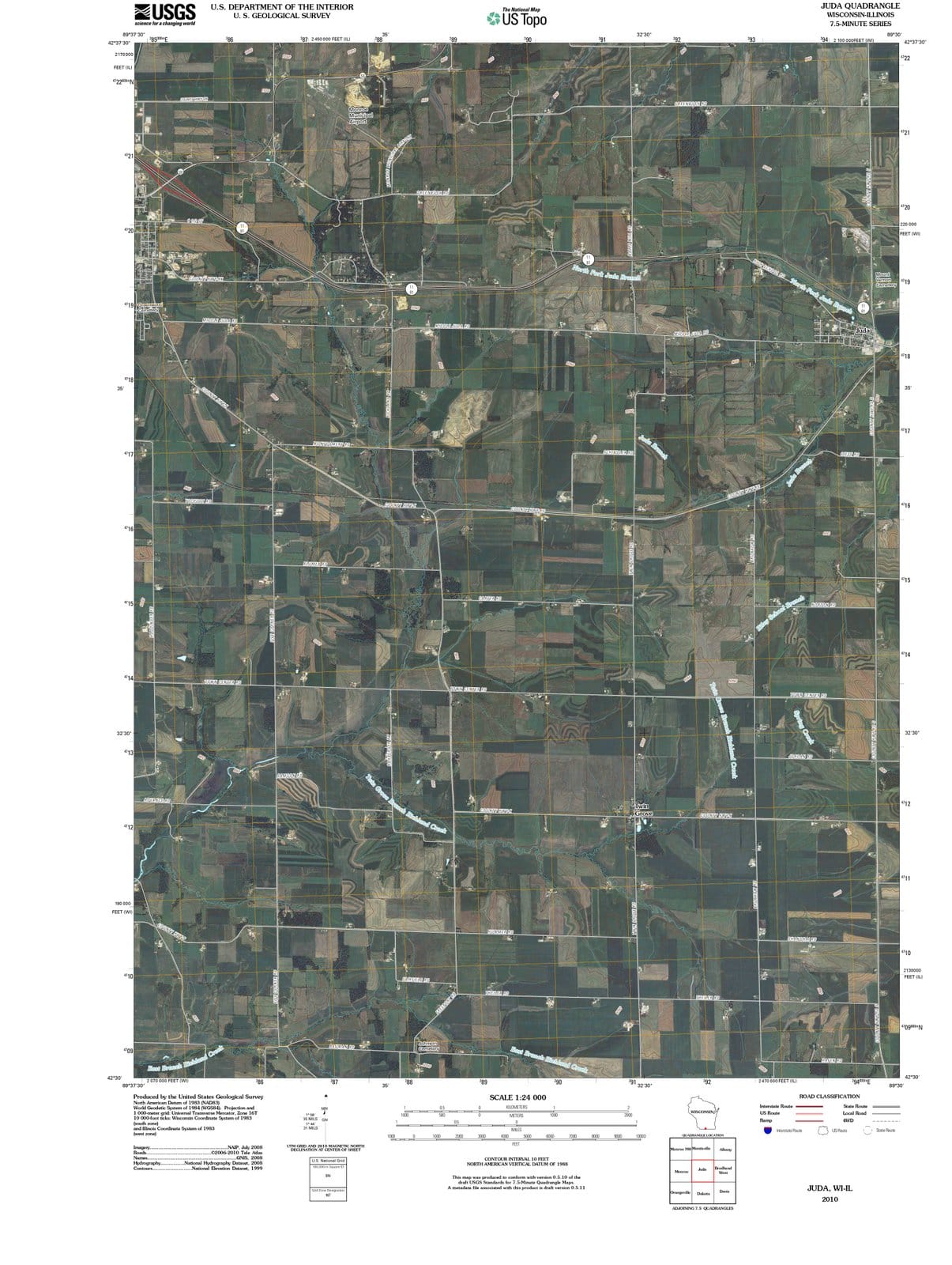 2010 Juda, WI - Wisconsin - USGS Topographic Map