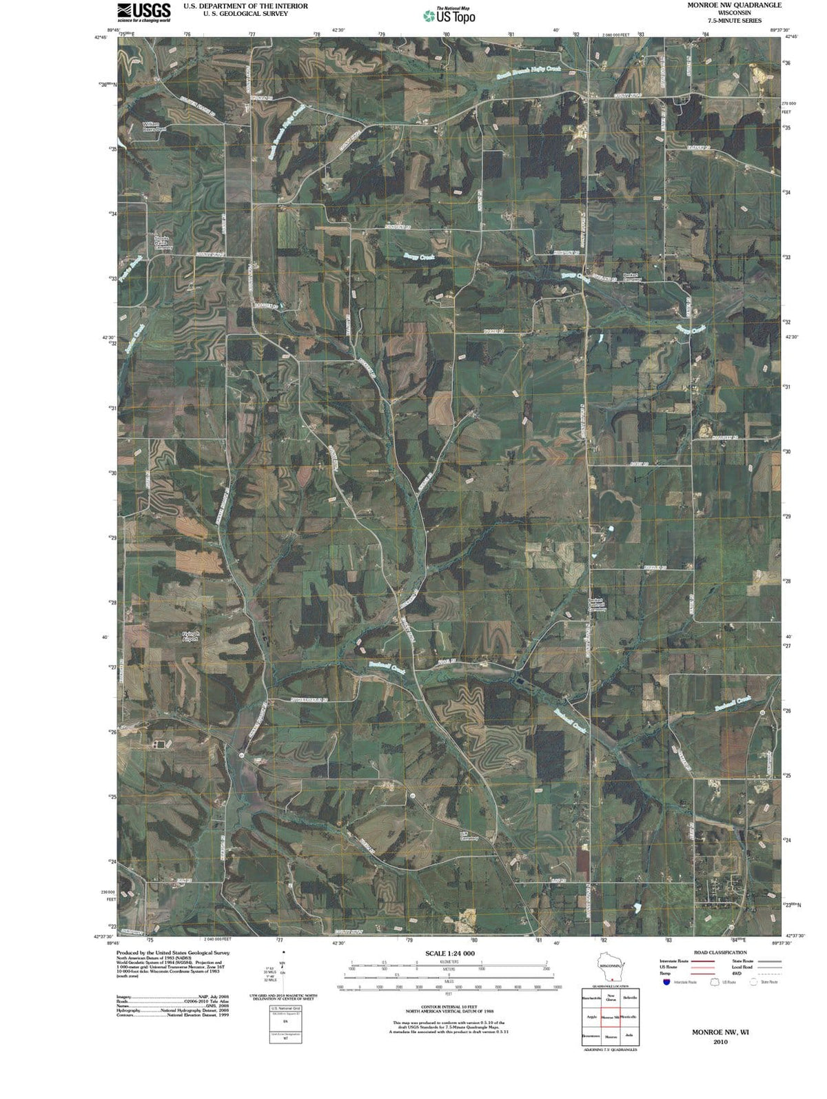 2010 Monroe, WI - Wisconsin - USGS Topographic Map