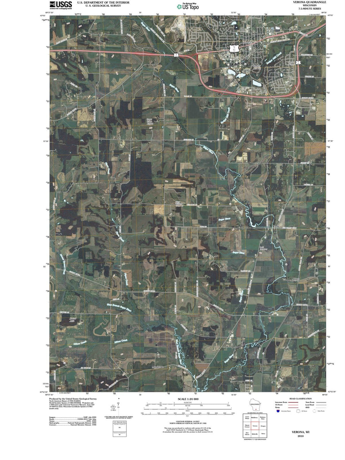 2010 Verona, WI - Wisconsin - USGS Topographic Map