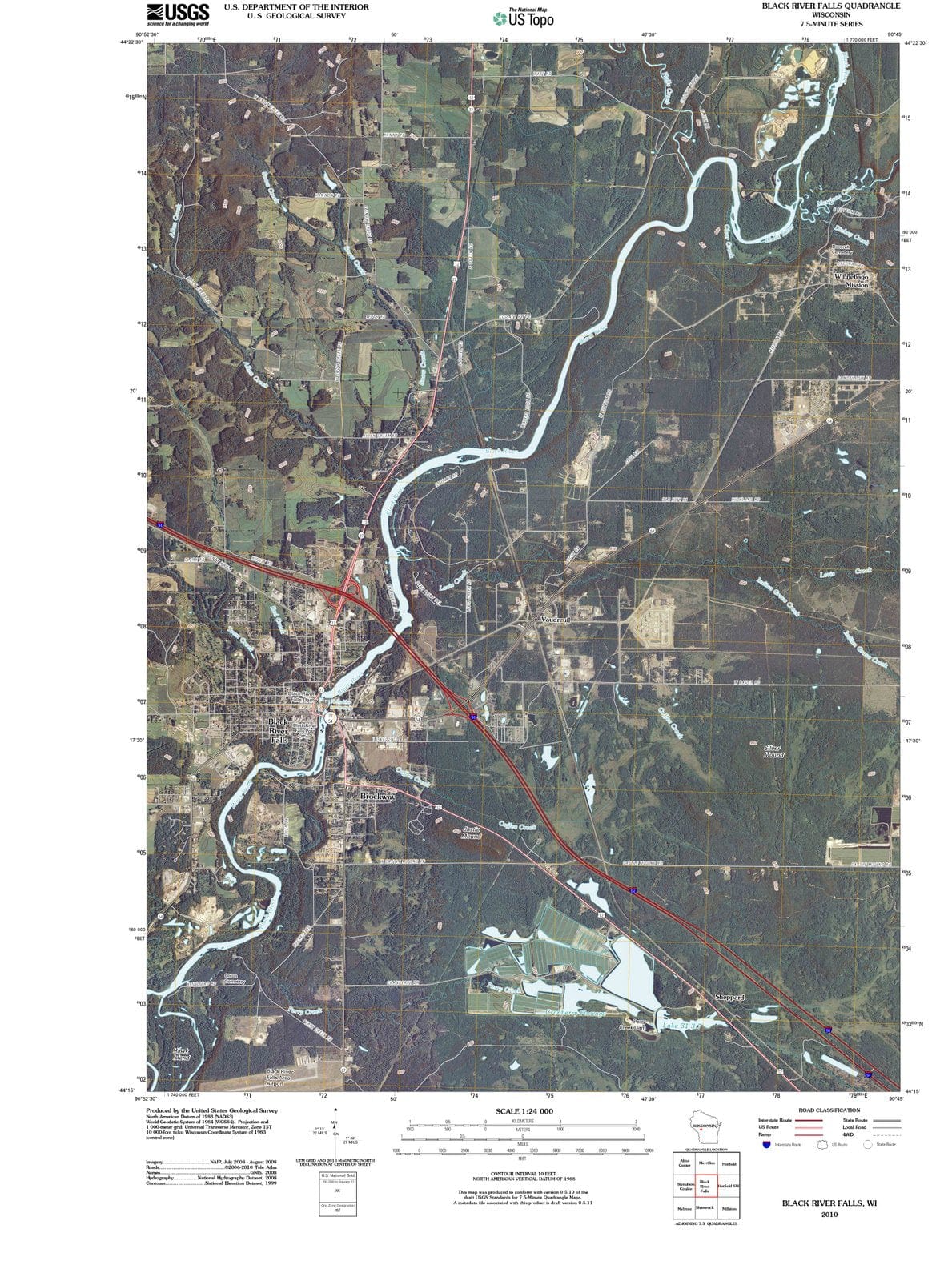 2010 Black River Falls, WI - Wisconsin - USGS Topographic Map