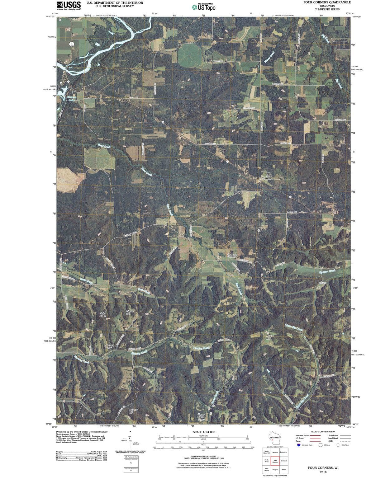 2010 Four Corners, WI - Wisconsin - USGS Topographic Map