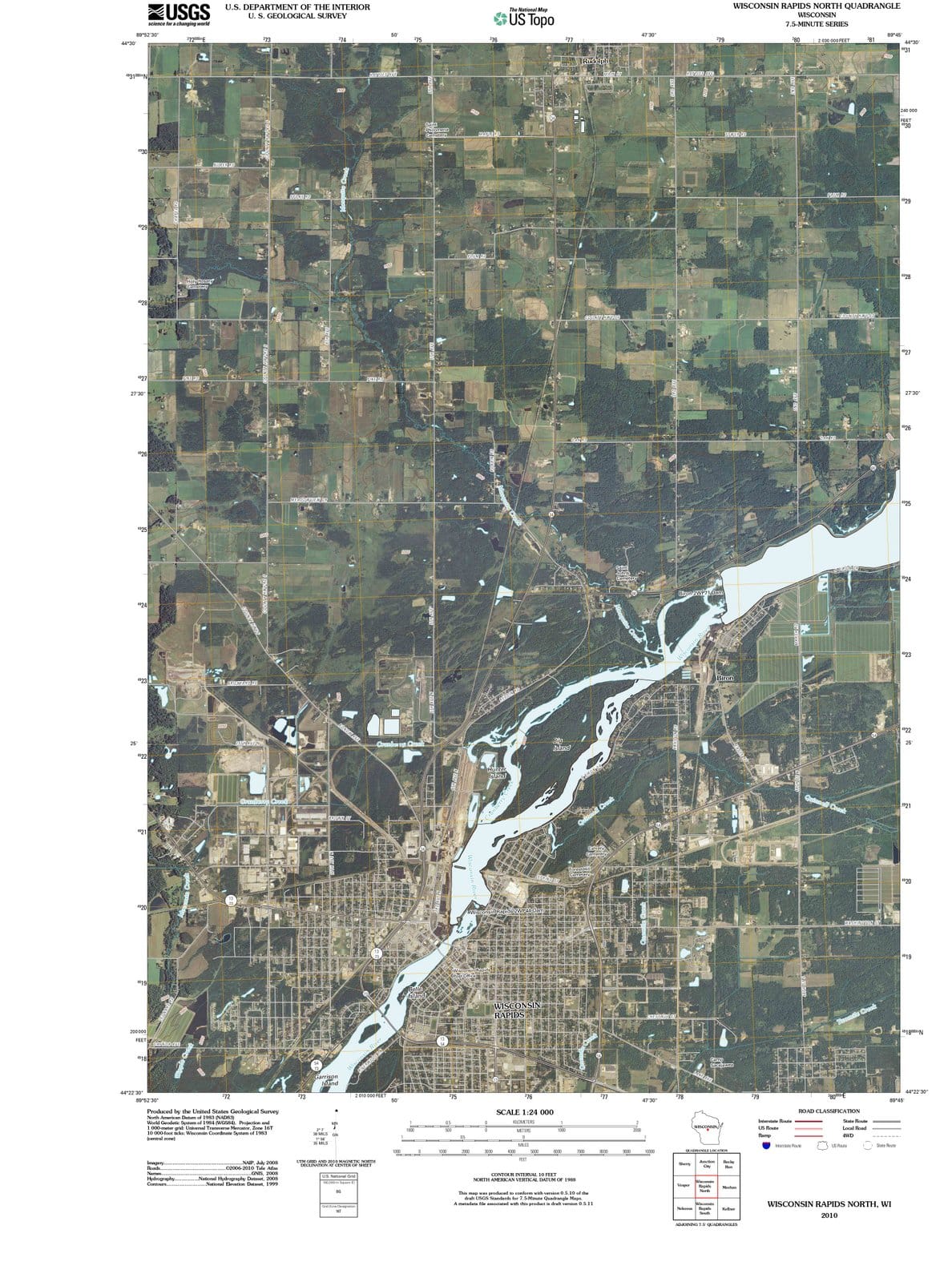 2010 Wisconsin Rapids North, WI - Wisconsin - USGS Topographic Map