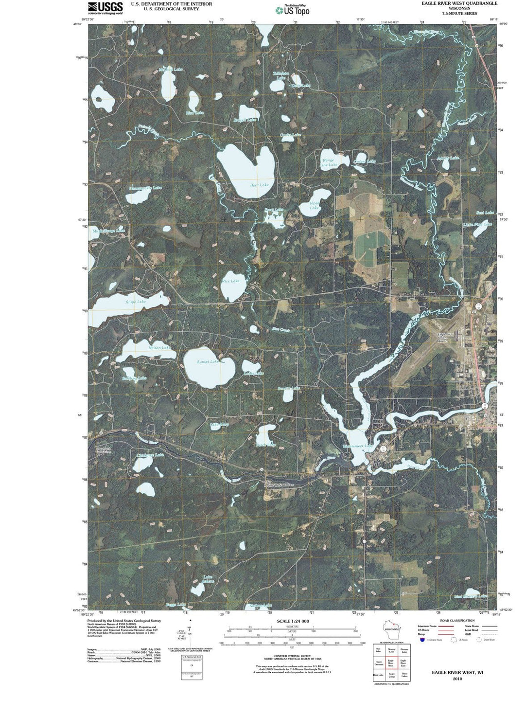 2010 Eagle River West, WI - Wisconsin - USGS Topographic Map