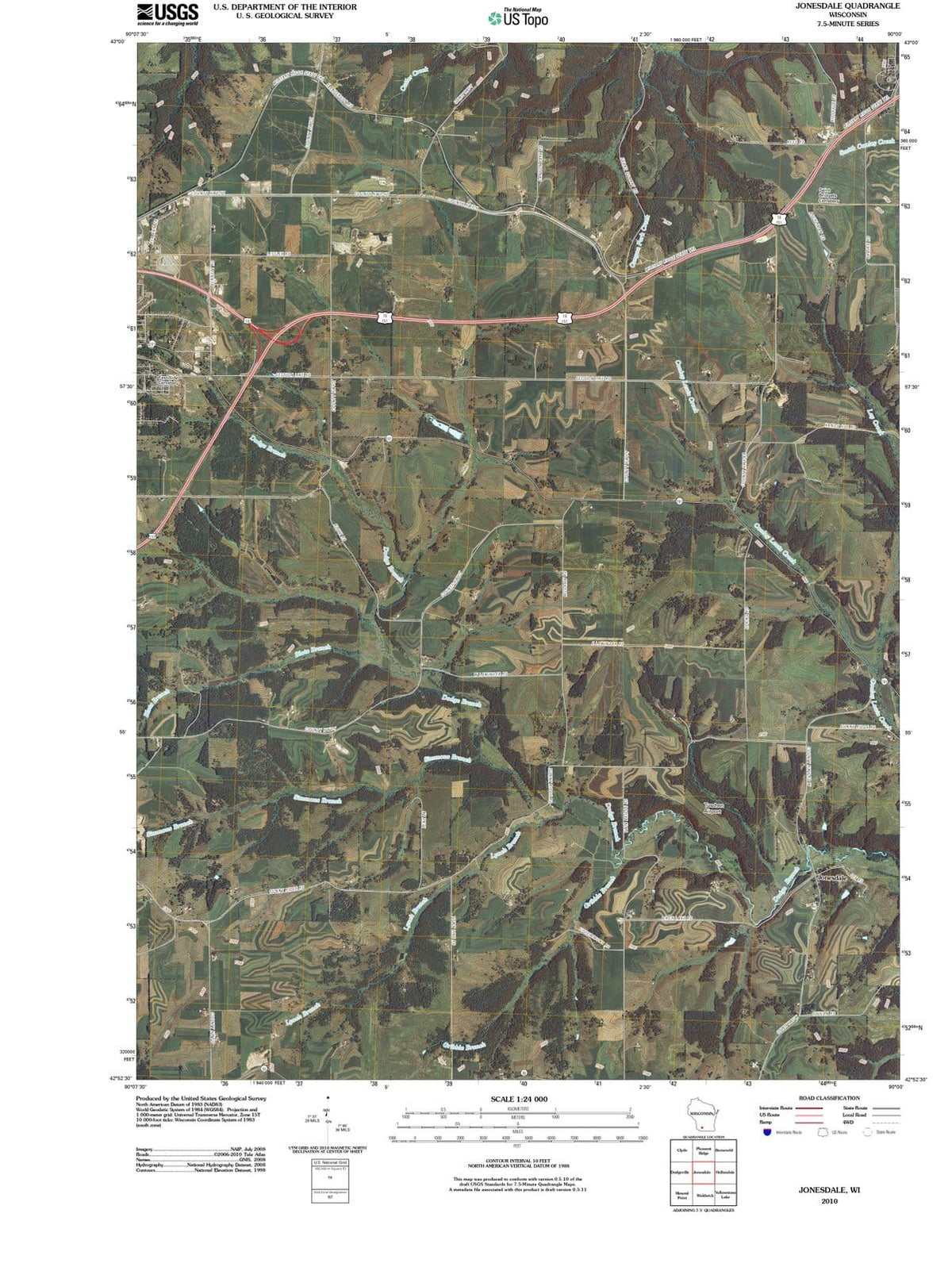 2010 Jonesdale, WI - Wisconsin - USGS Topographic Map