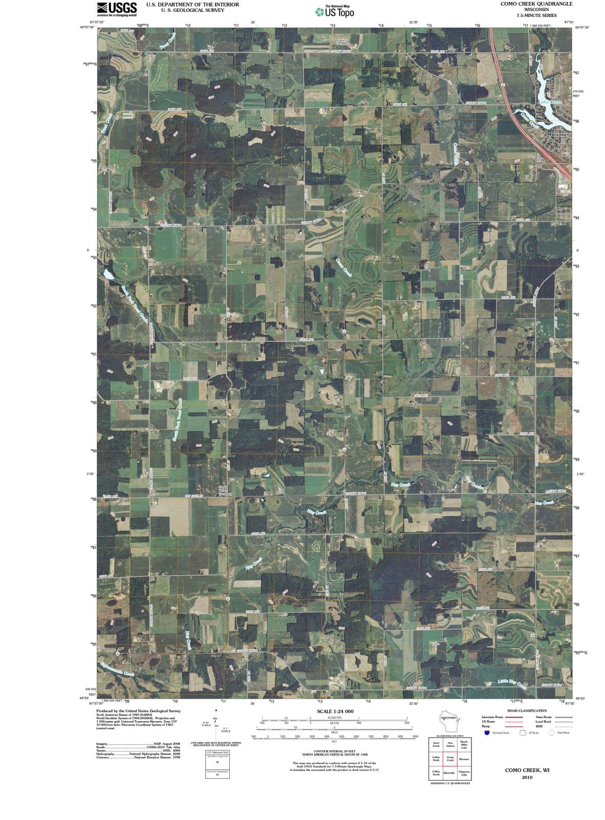 2010 Como Creek, WI - Wisconsin - USGS Topographic Map