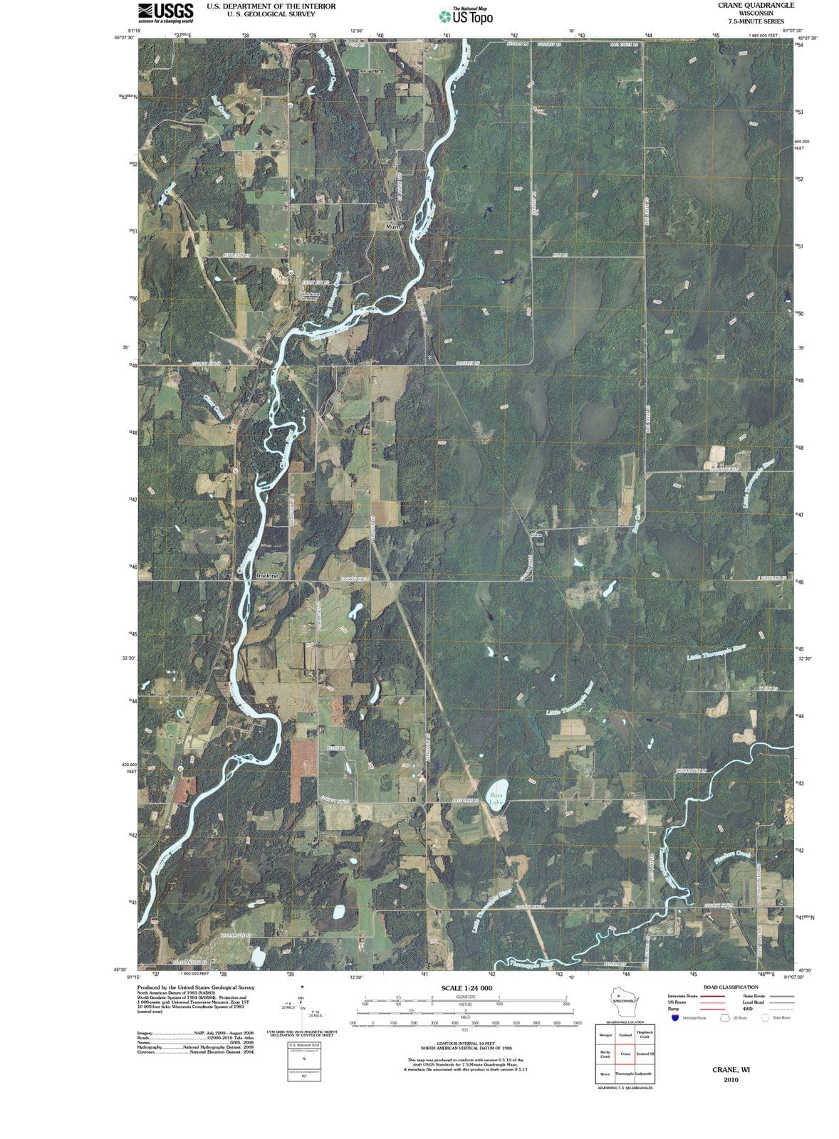 2010 Crane, WI - Wisconsin - USGS Topographic Map