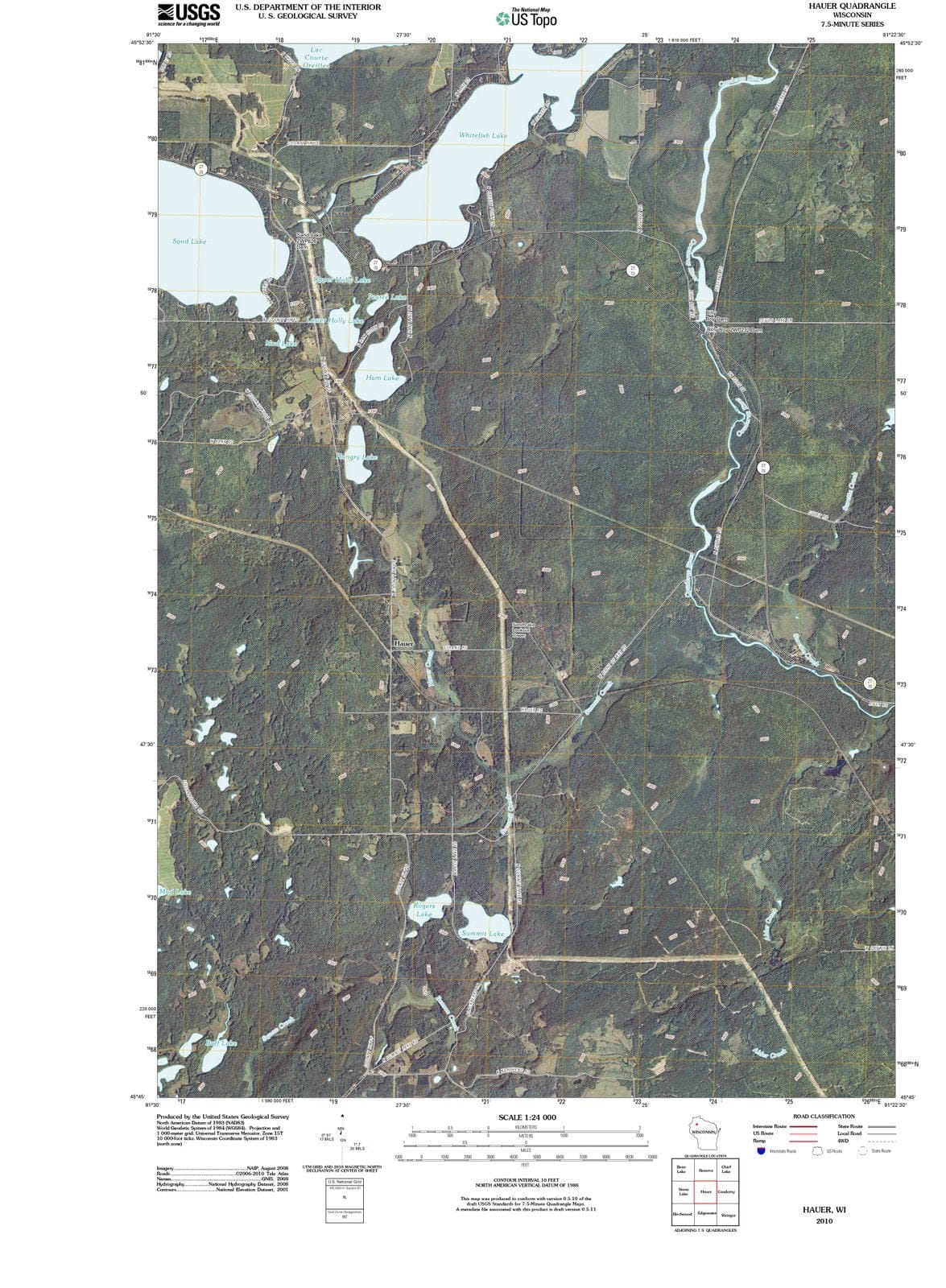 2010 Hauer, WI - Wisconsin - USGS Topographic Map