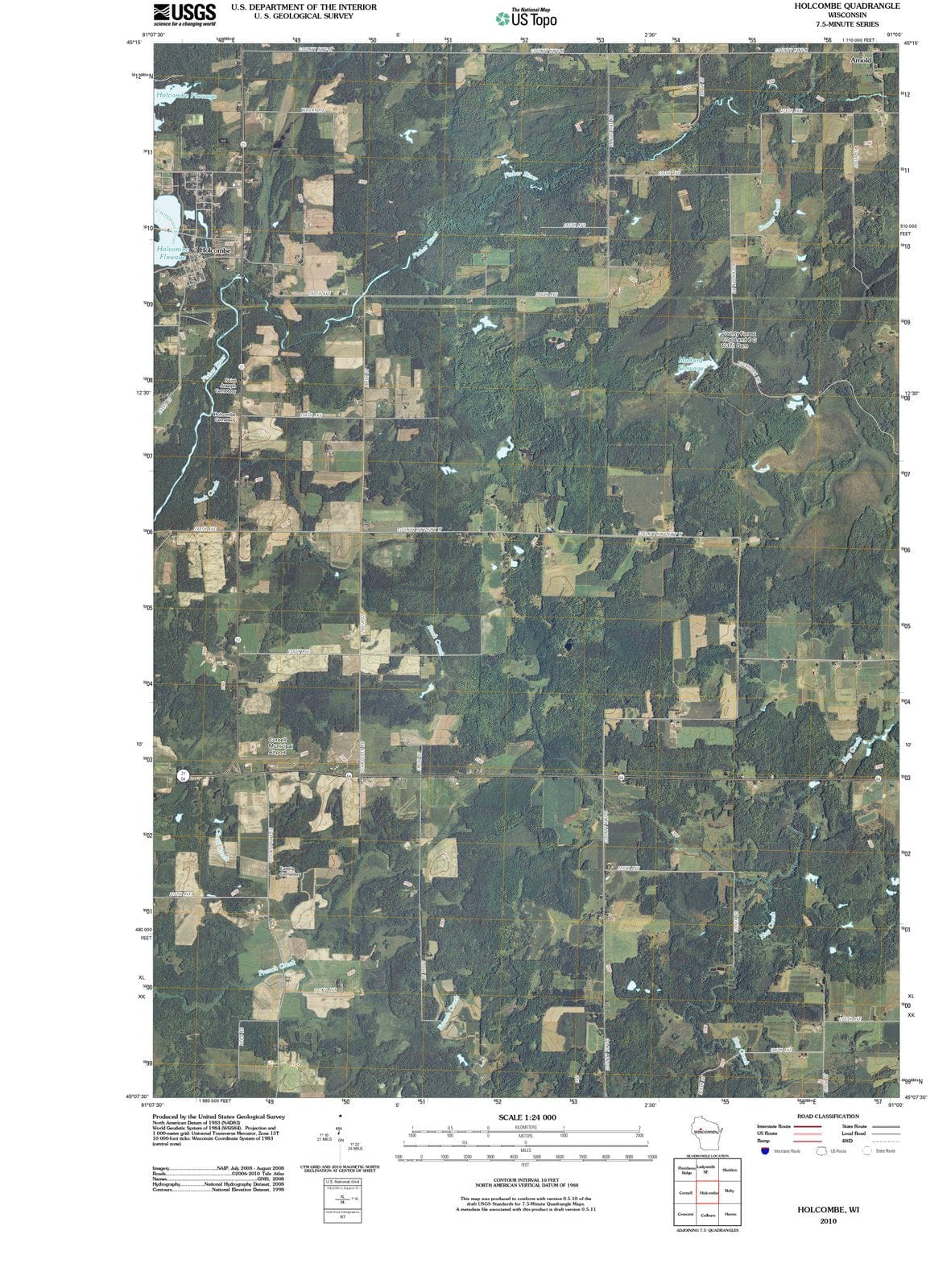 2010 Holcombe, WI - Wisconsin - USGS Topographic Map