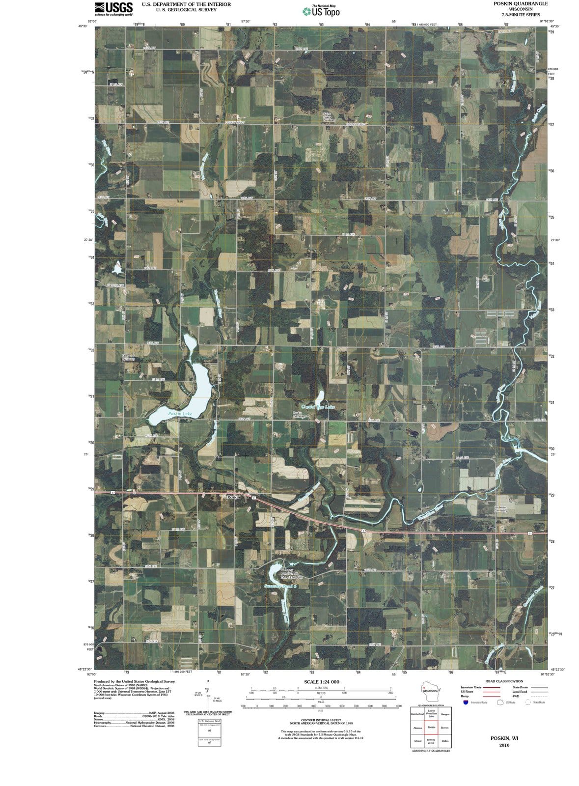2010 Poskin, WI - Wisconsin - USGS Topographic Map