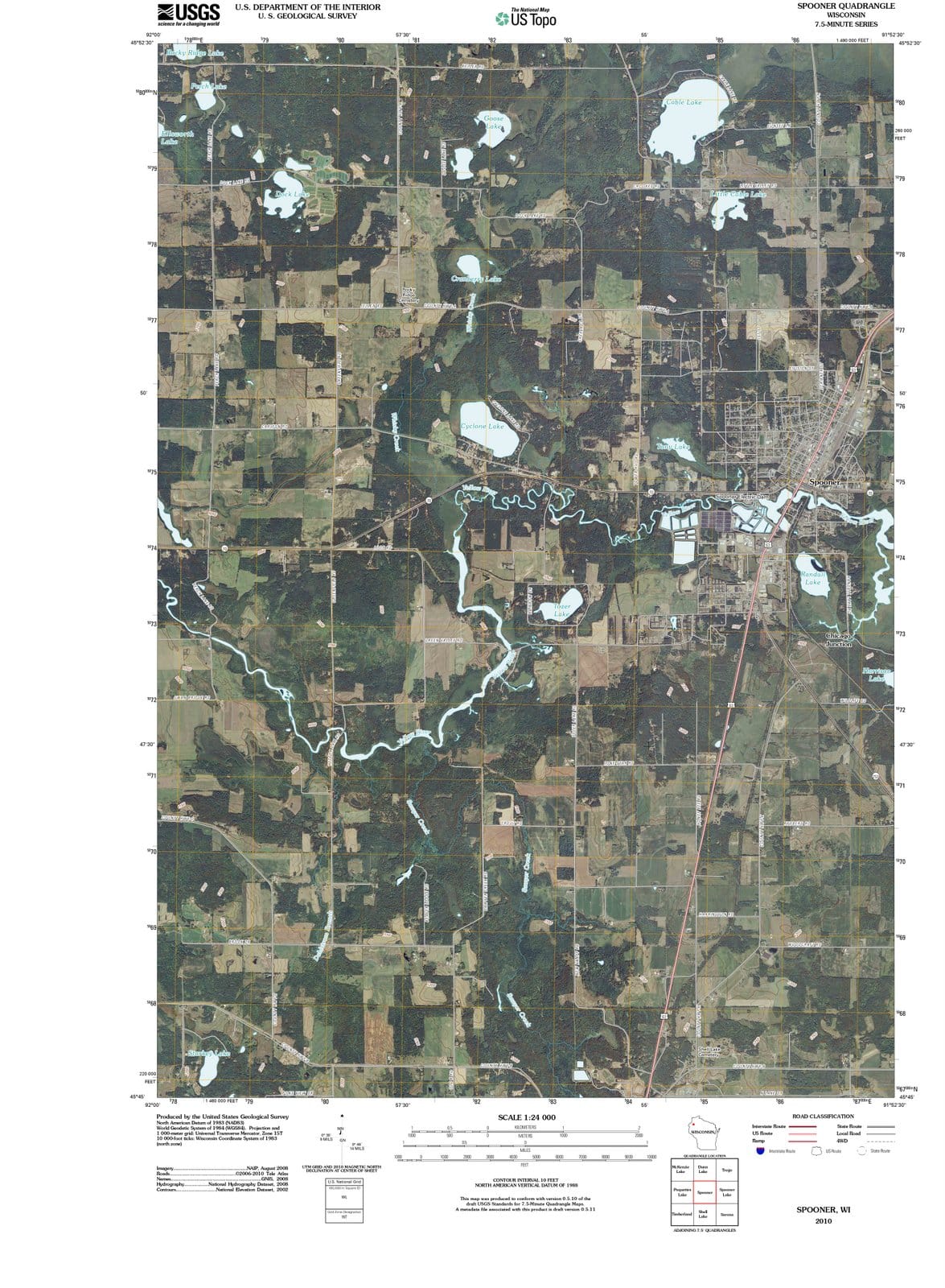 2010 Spooner, WI - Wisconsin - USGS Topographic Map