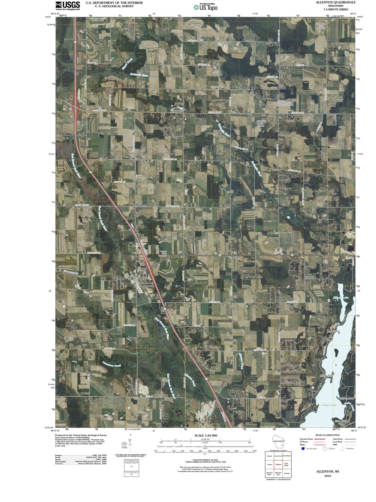 2010 Allenton, WI - Wisconsin - USGS Topographic Map