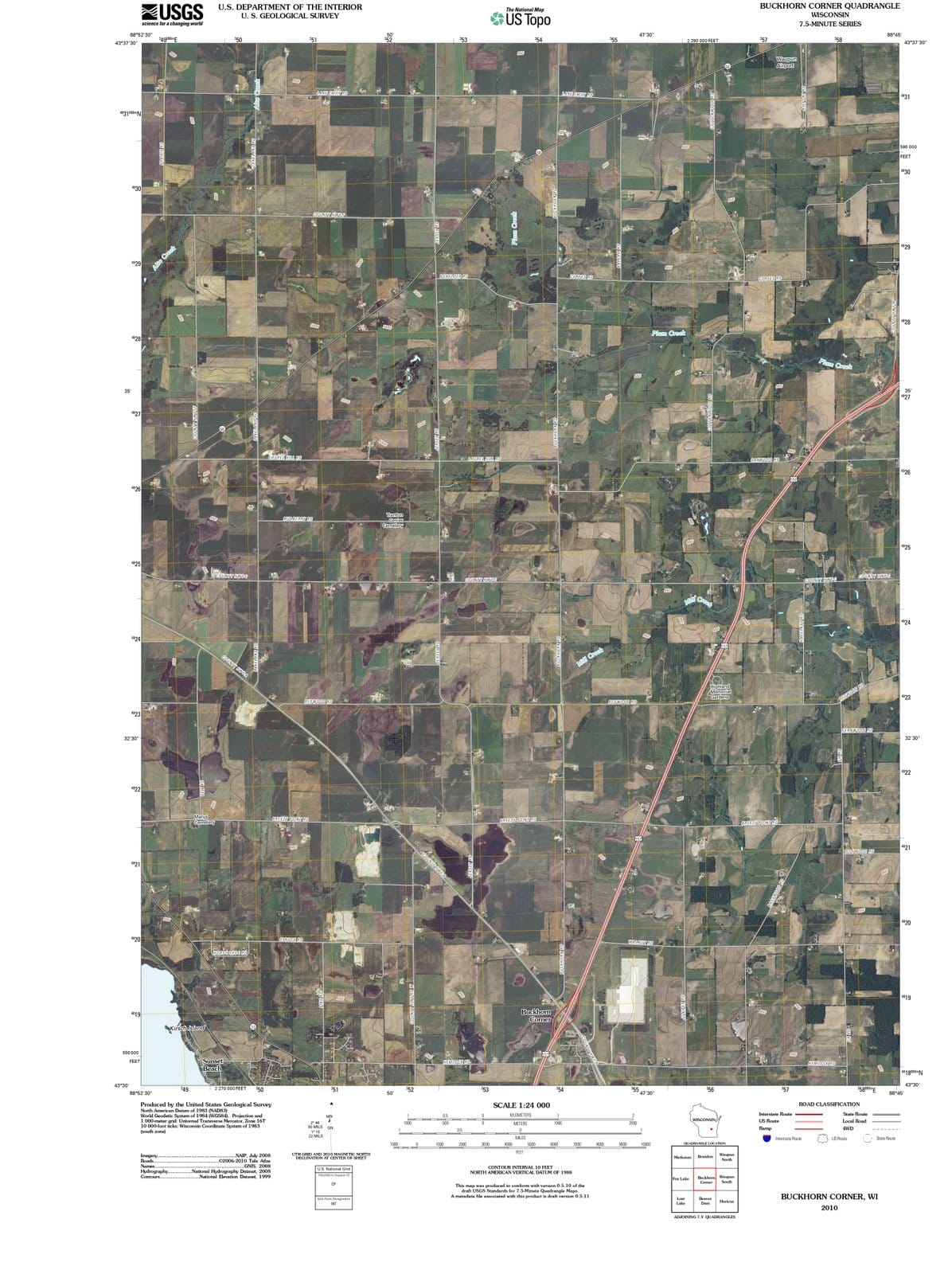 2010 Buckhorn Corner, WI - Wisconsin - USGS Topographic Map