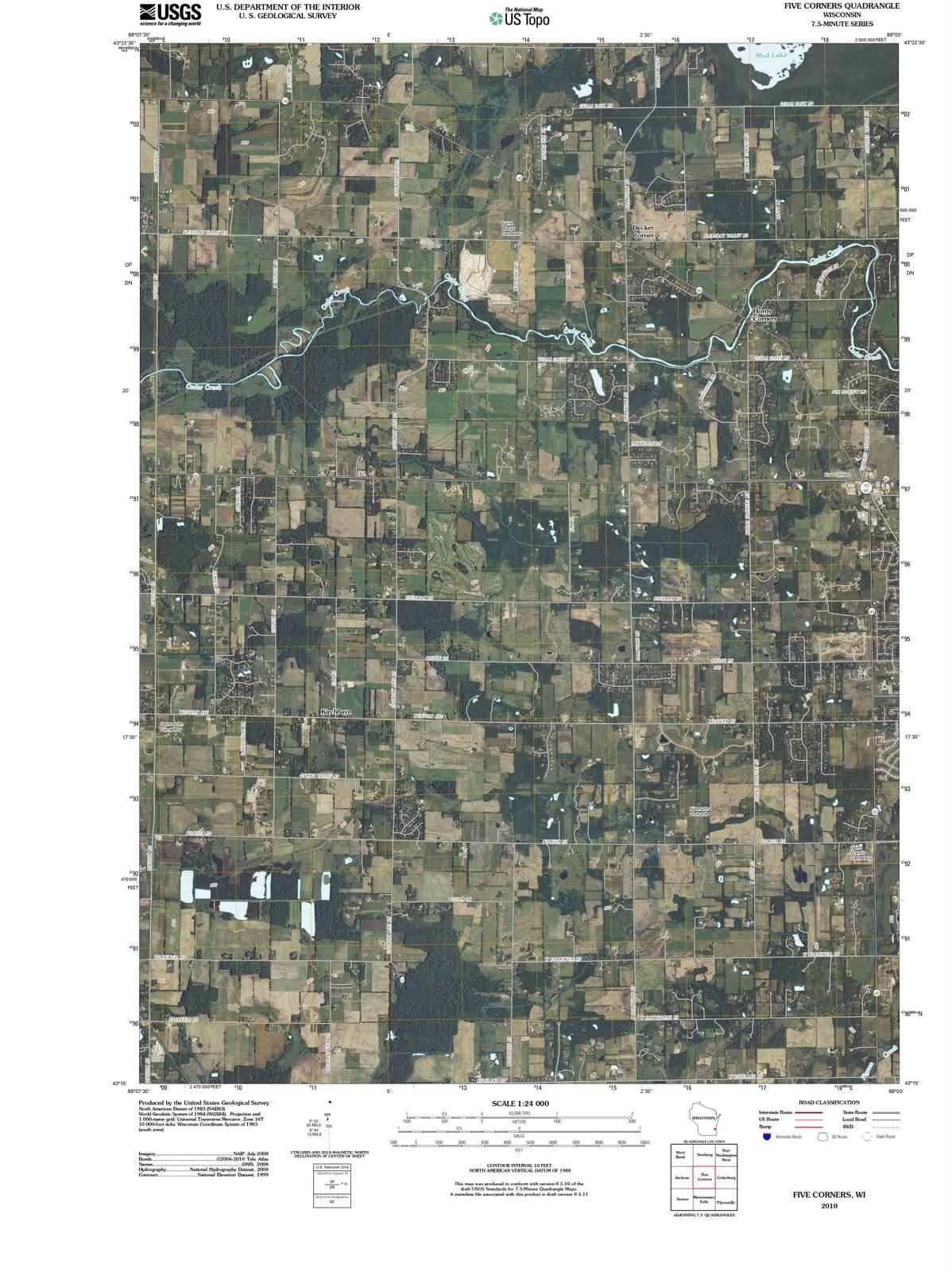 2010 Five Corners, WI - Wisconsin - USGS Topographic Map
