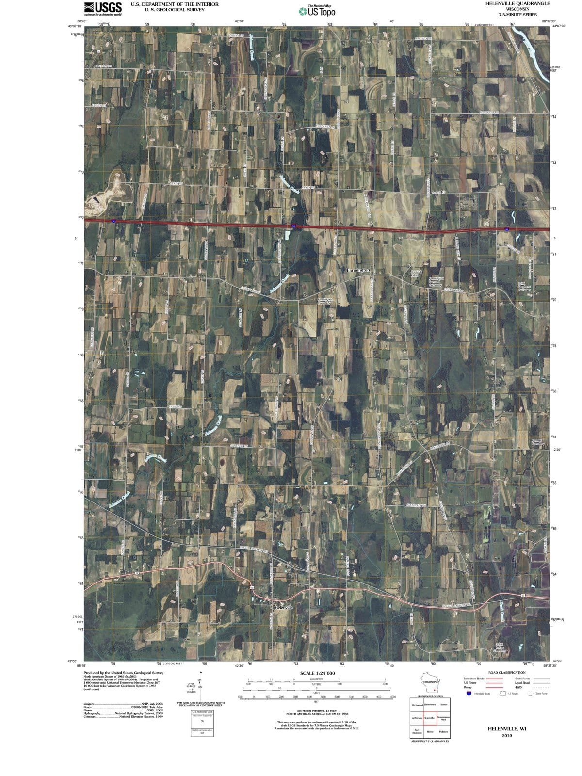 2010 Helenville, WI - Wisconsin - USGS Topographic Map