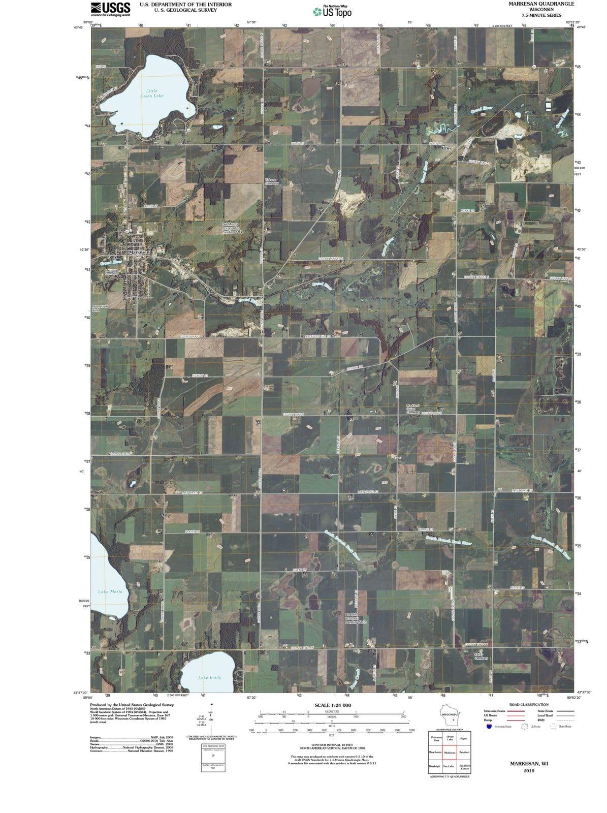 2010 Markesan, WI - Wisconsin - USGS Topographic Map