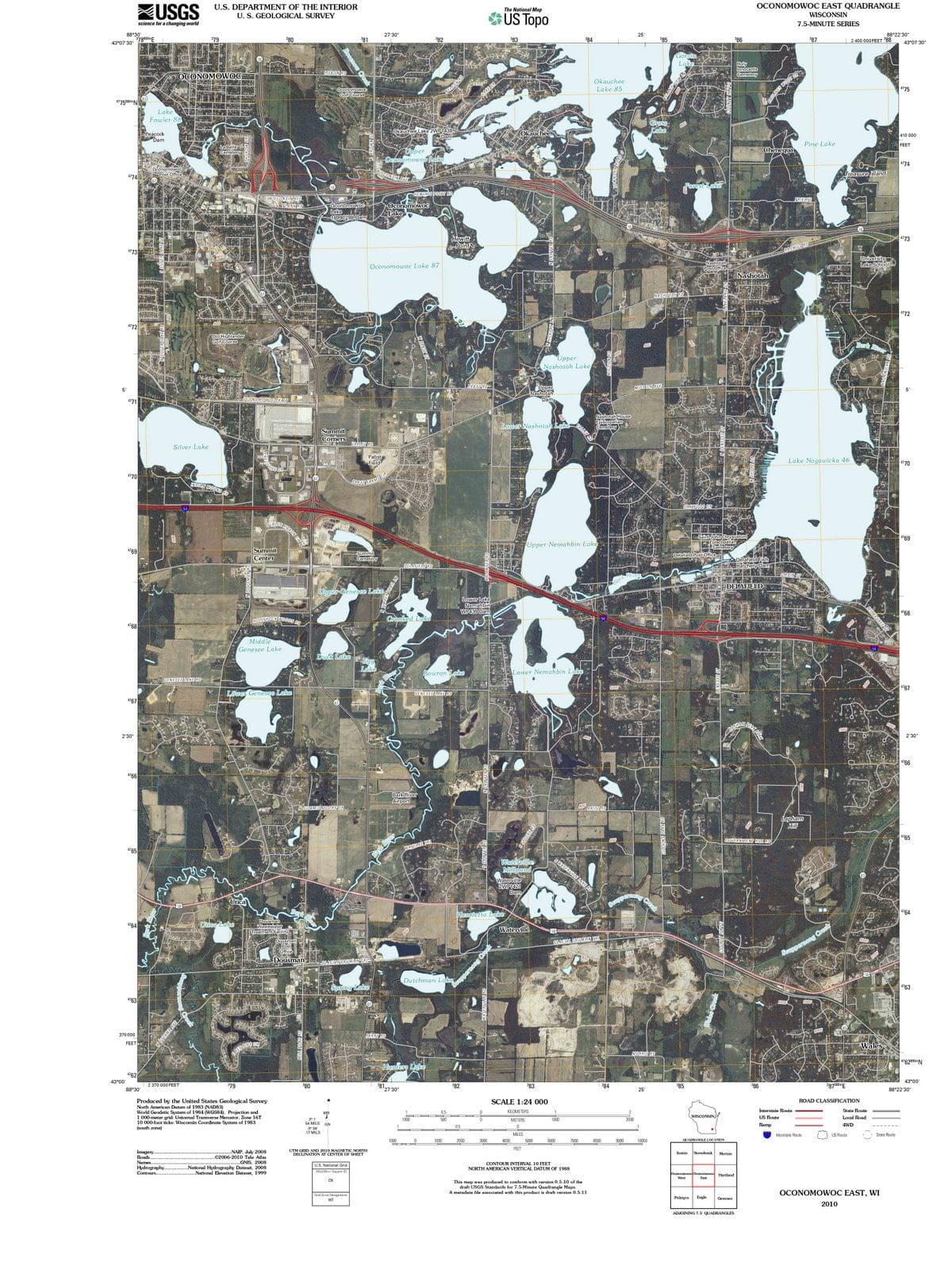 2010 Oconomowoc East, WI - Wisconsin - USGS Topographic Map