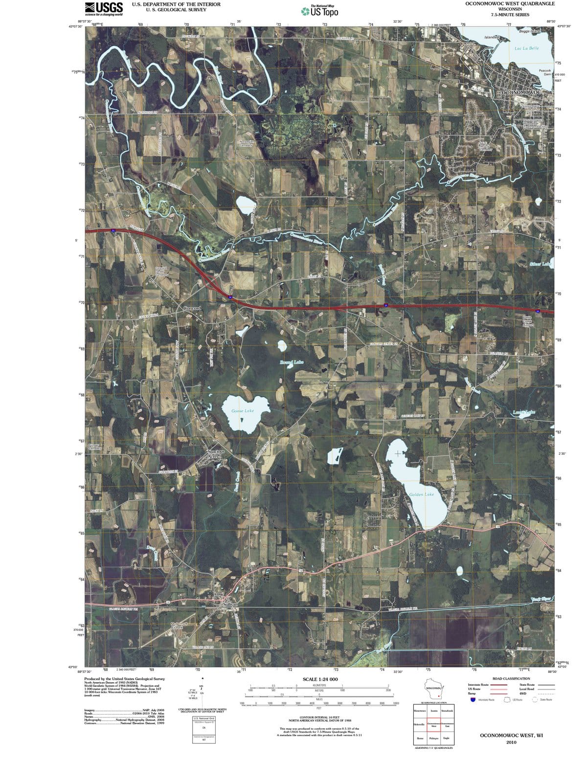 2010 Oconomowoc West, WI - Wisconsin - USGS Topographic Map