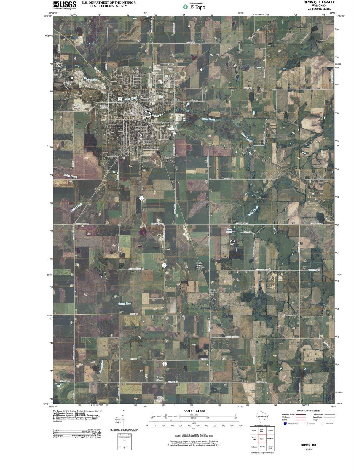 2010 Ripon, WI - Wisconsin - USGS Topographic Map
