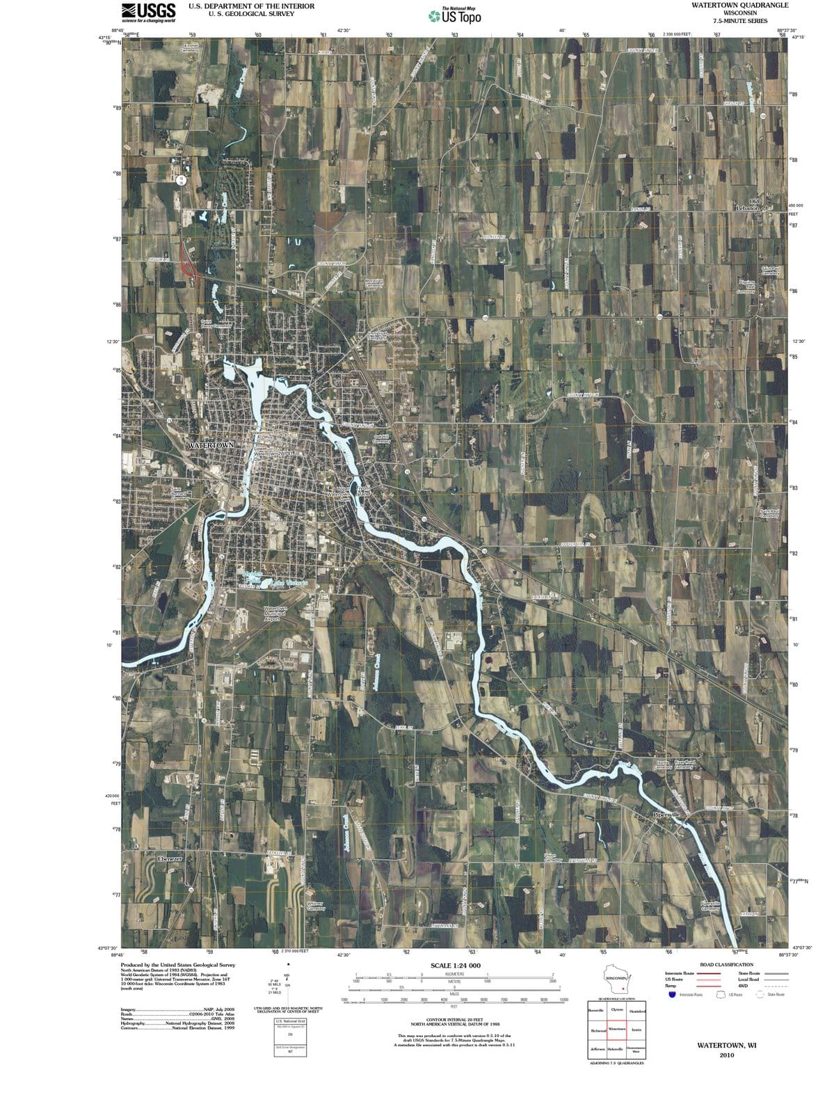 2010 Watertown, WI - Wisconsin - USGS Topographic Map