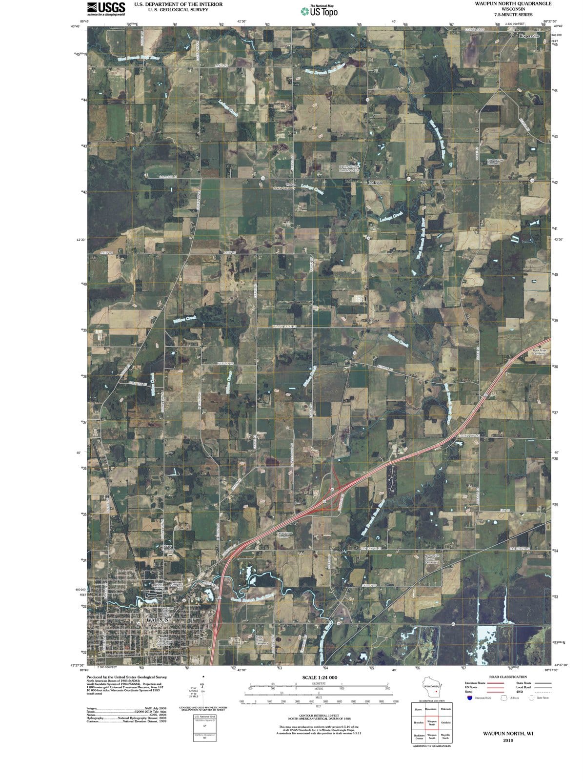 2010 Waupun North, WI - Wisconsin - USGS Topographic Map