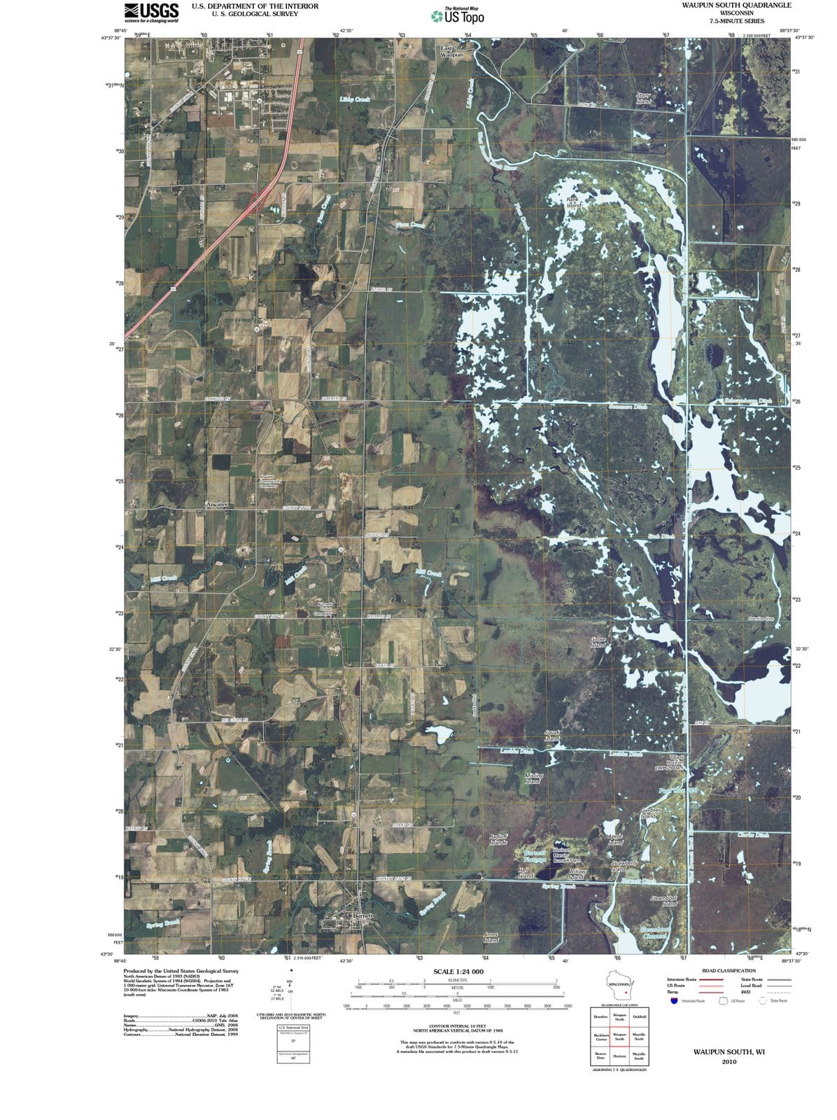 2010 Waupun South, WI - Wisconsin - USGS Topographic Map