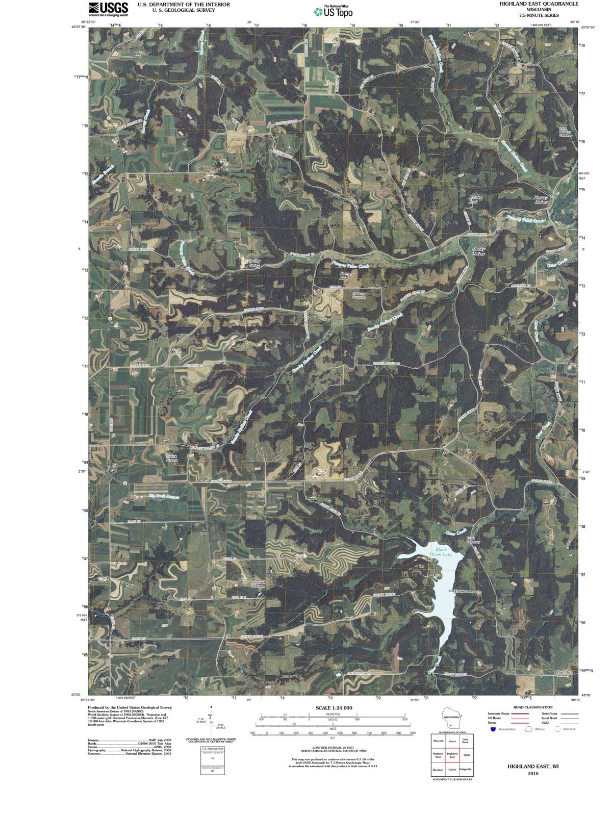 2010 Highland East, WI - Wisconsin - USGS Topographic Map