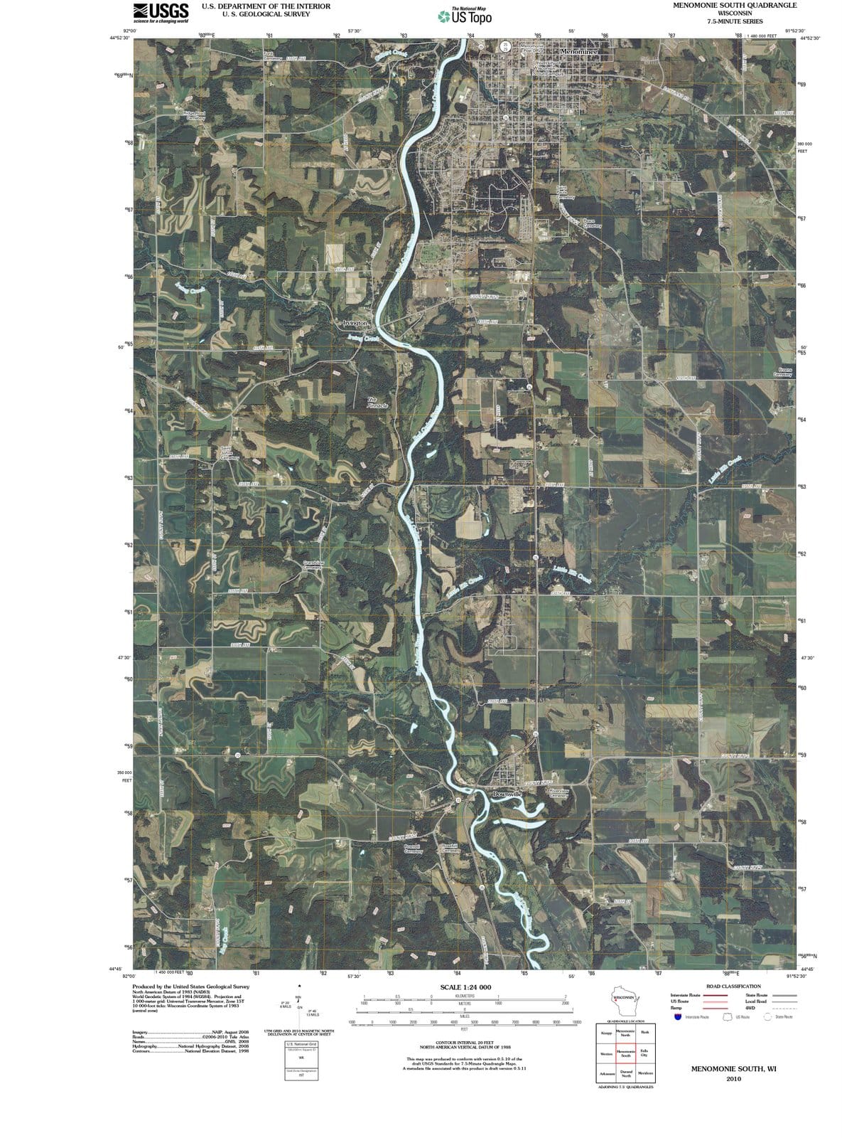 2010 Menomonie South, WI - Wisconsin - USGS Topographic Map