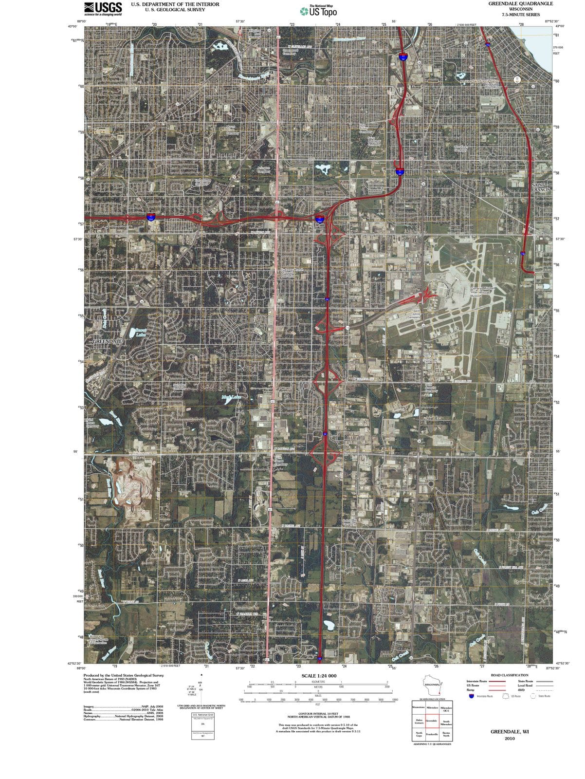2010 Greendale, WI - Wisconsin - USGS Topographic Map