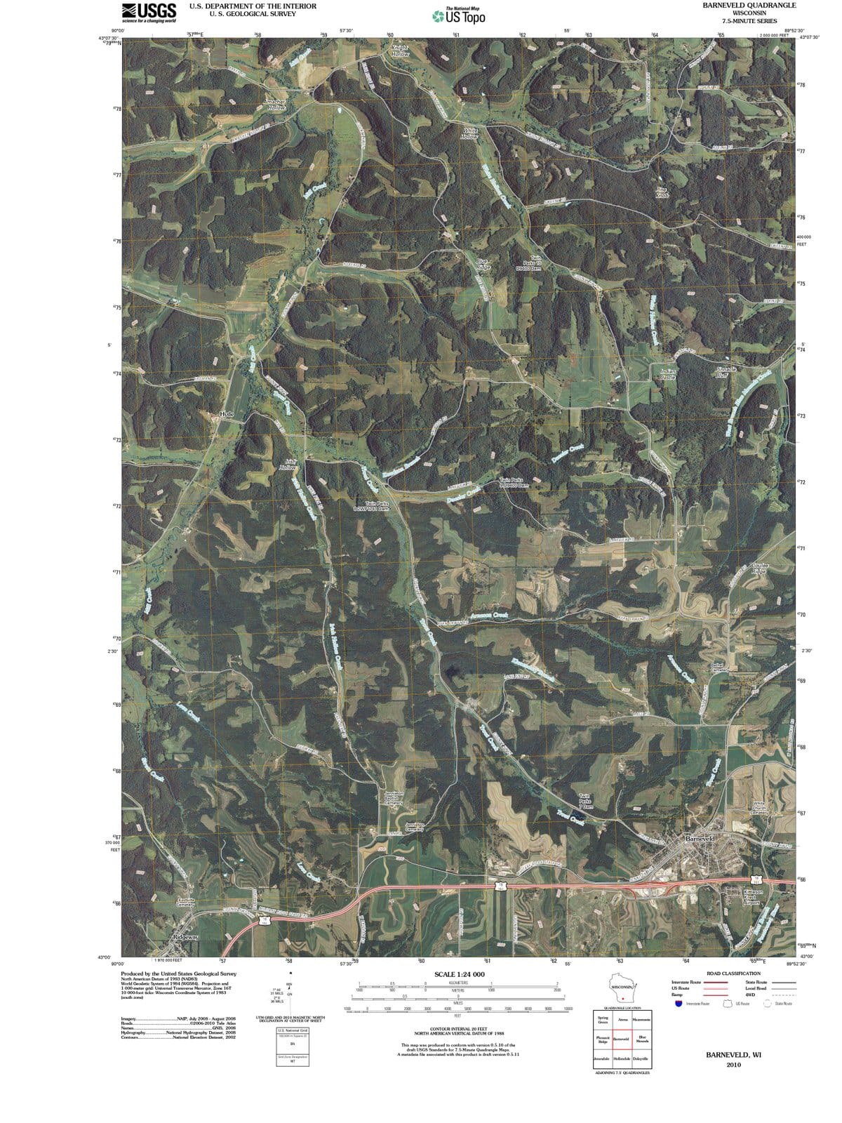 2010 Barneveld, WI - Wisconsin - USGS Topographic Map