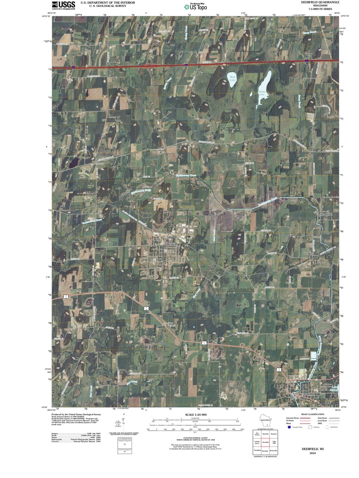 2010 Deerfield, WI - Wisconsin - USGS Topographic Map
