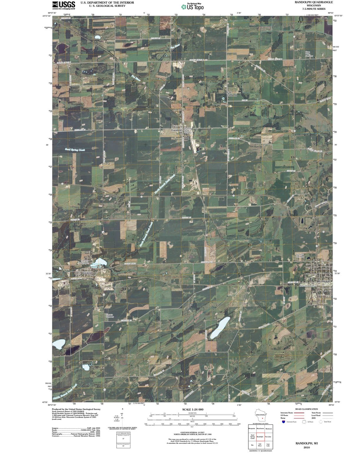 2010 Randolph, WI - Wisconsin - USGS Topographic Map