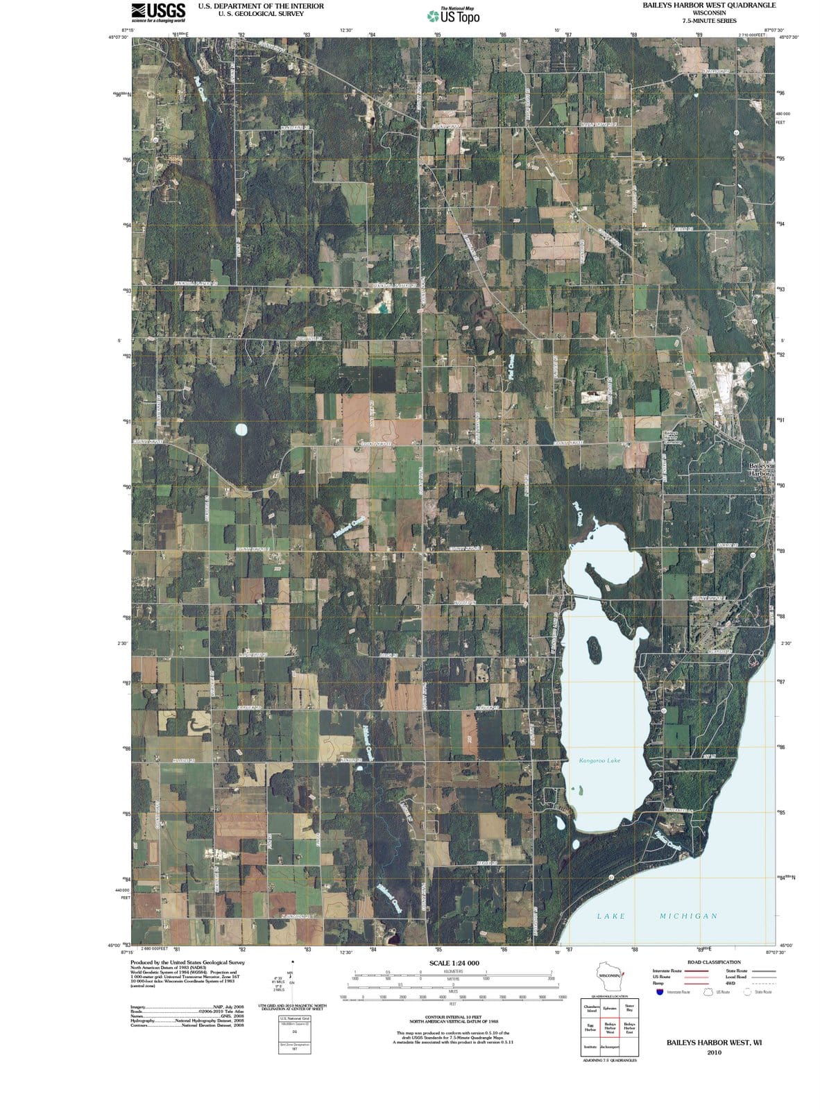 2010 Baileys Harbor West, WI - Wisconsin - USGS Topographic Map