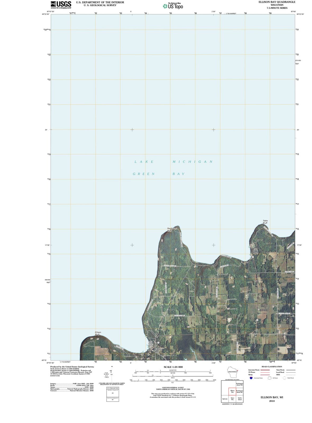 2010 Ellison Bay, WI - Wisconsin - USGS Topographic Map