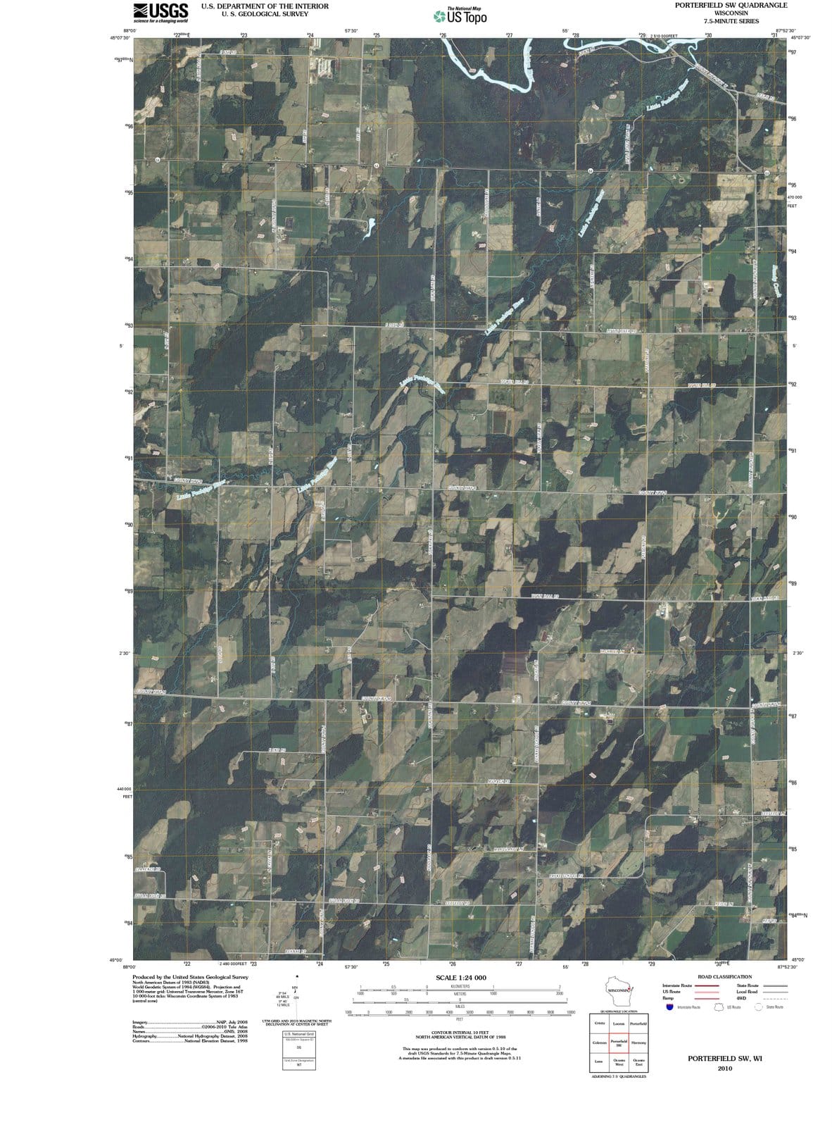 2010 Porterfield, WI - Wisconsin - USGS Topographic Map