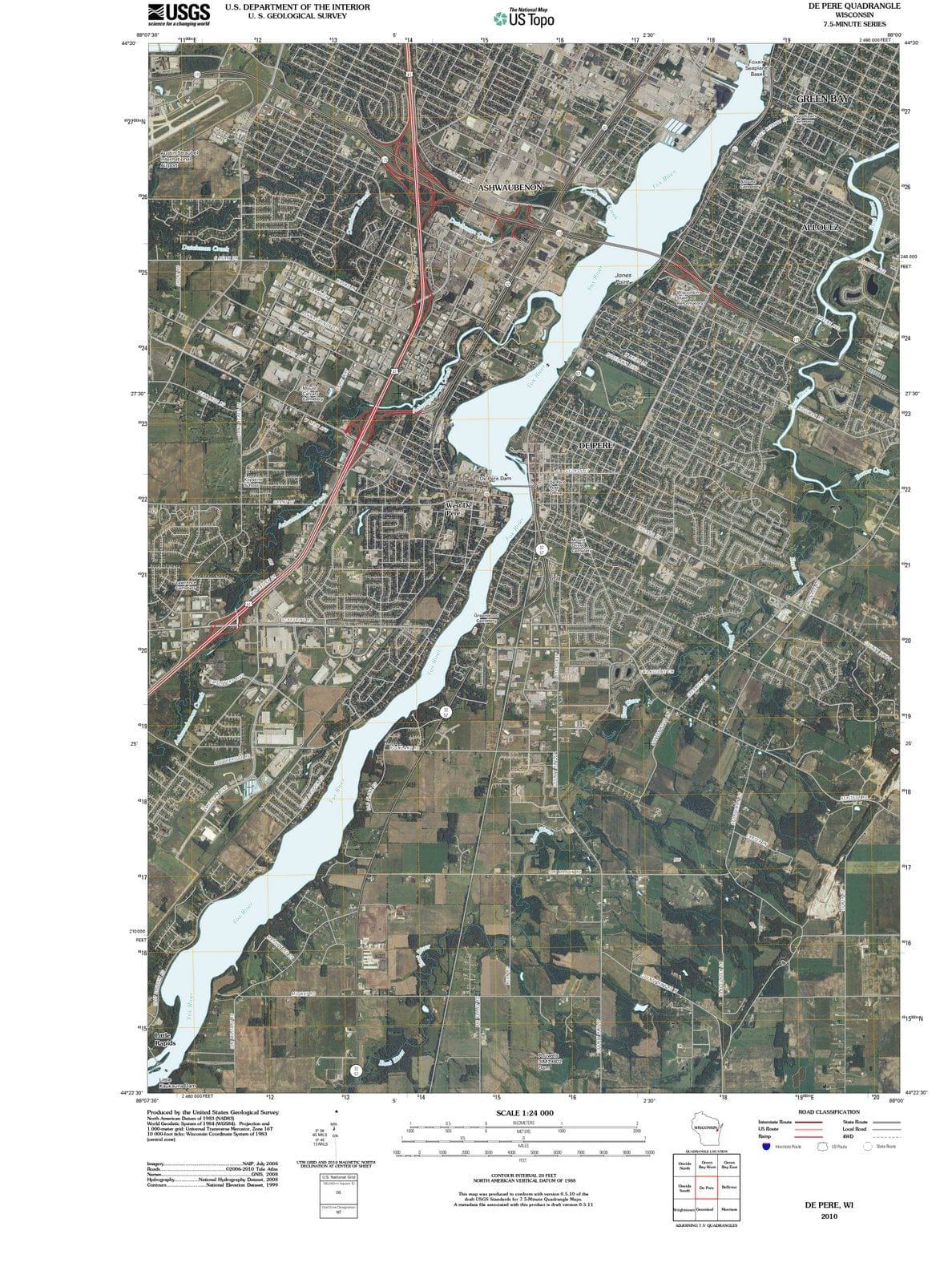 2010 De Pere, WI - Wisconsin - USGS Topographic Map