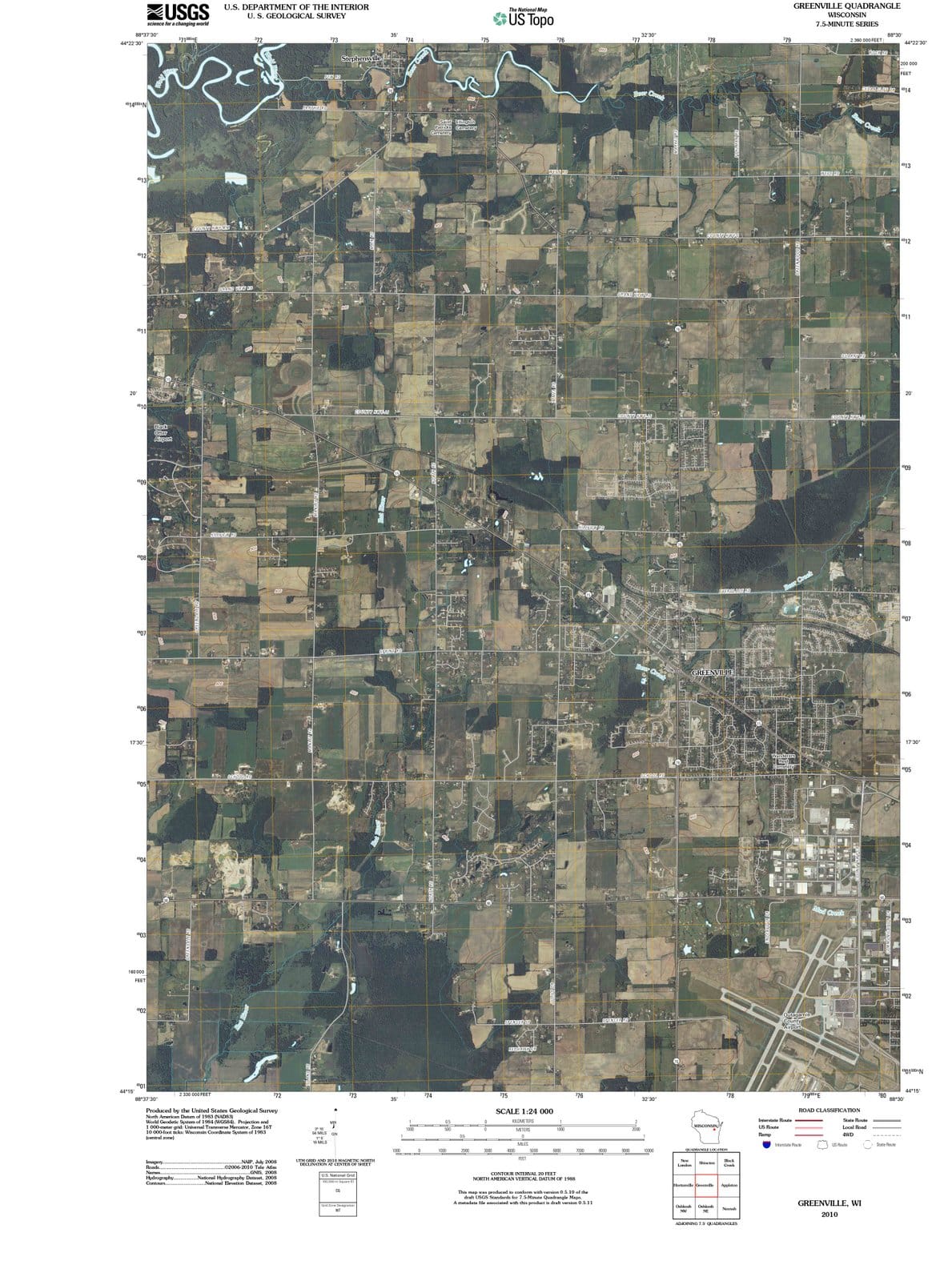 2010 Greenville, WI - Wisconsin - USGS Topographic Map