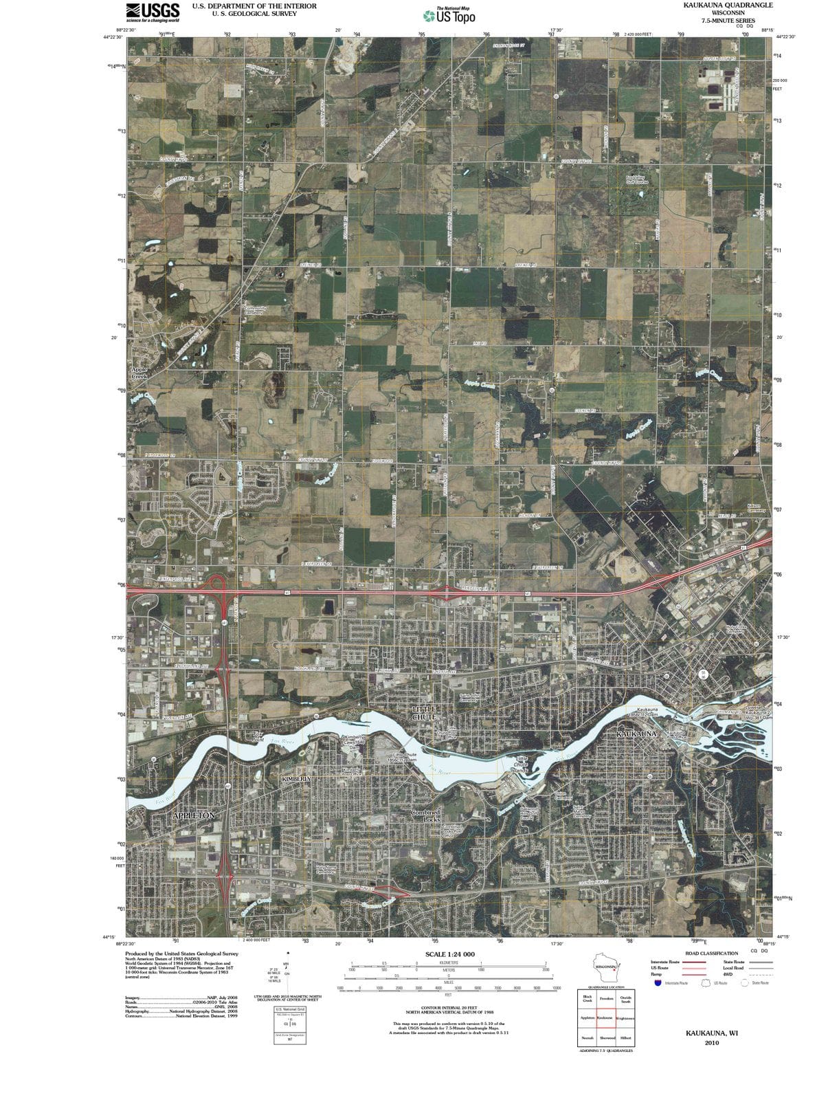 2010 Kaukauna, WI - Wisconsin - USGS Topographic Map