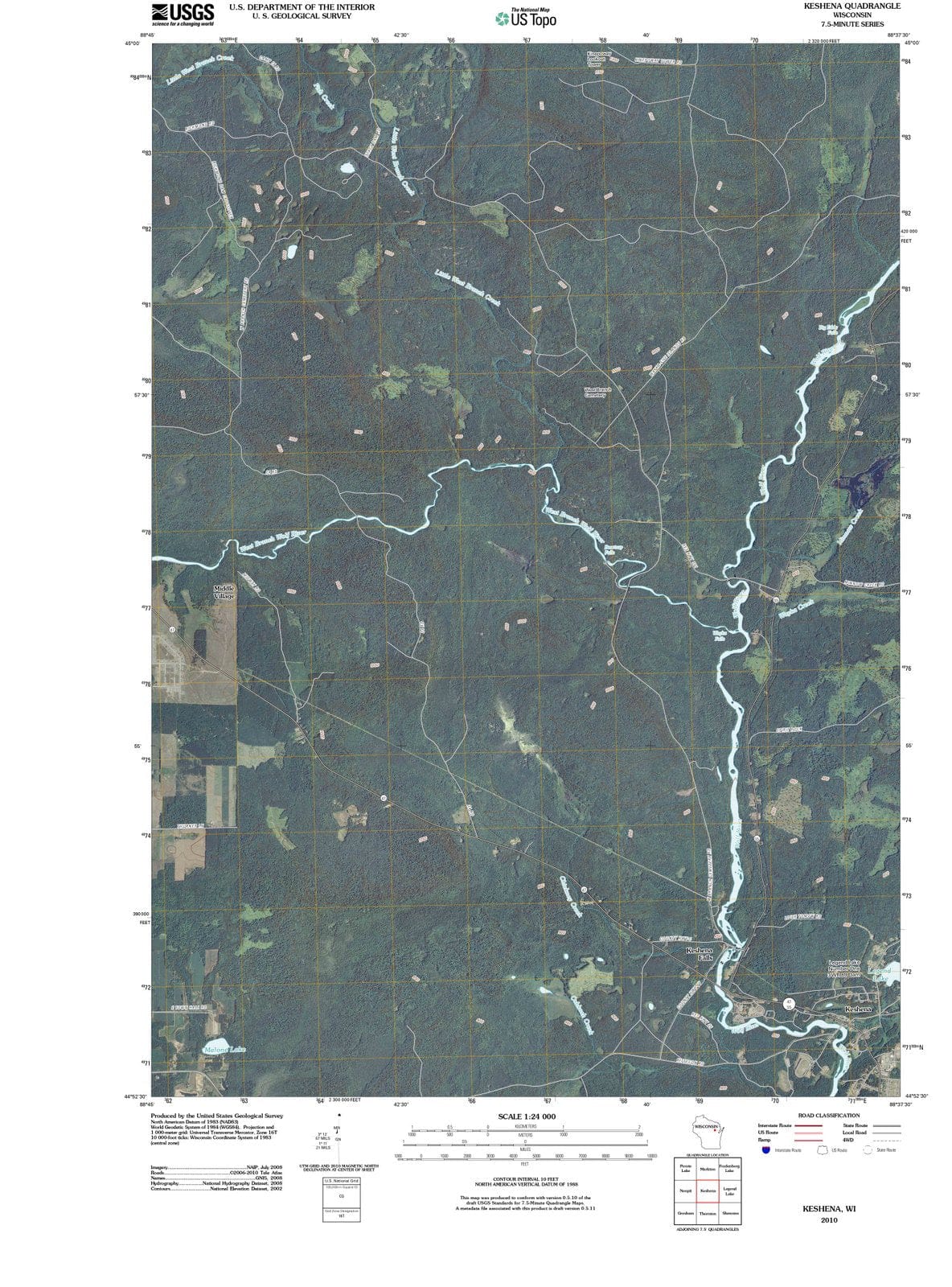 2010 Keshena, WI - Wisconsin - USGS Topographic Map