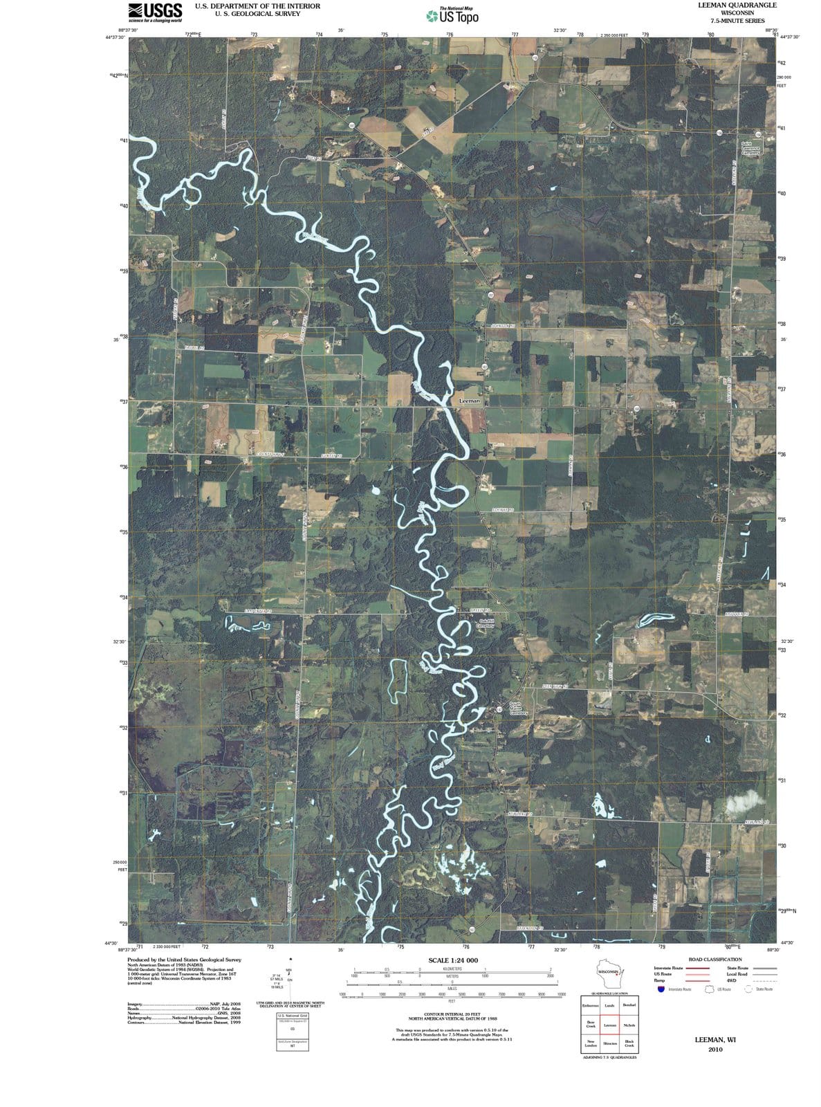 2010 Leeman, WI - Wisconsin - USGS Topographic Map