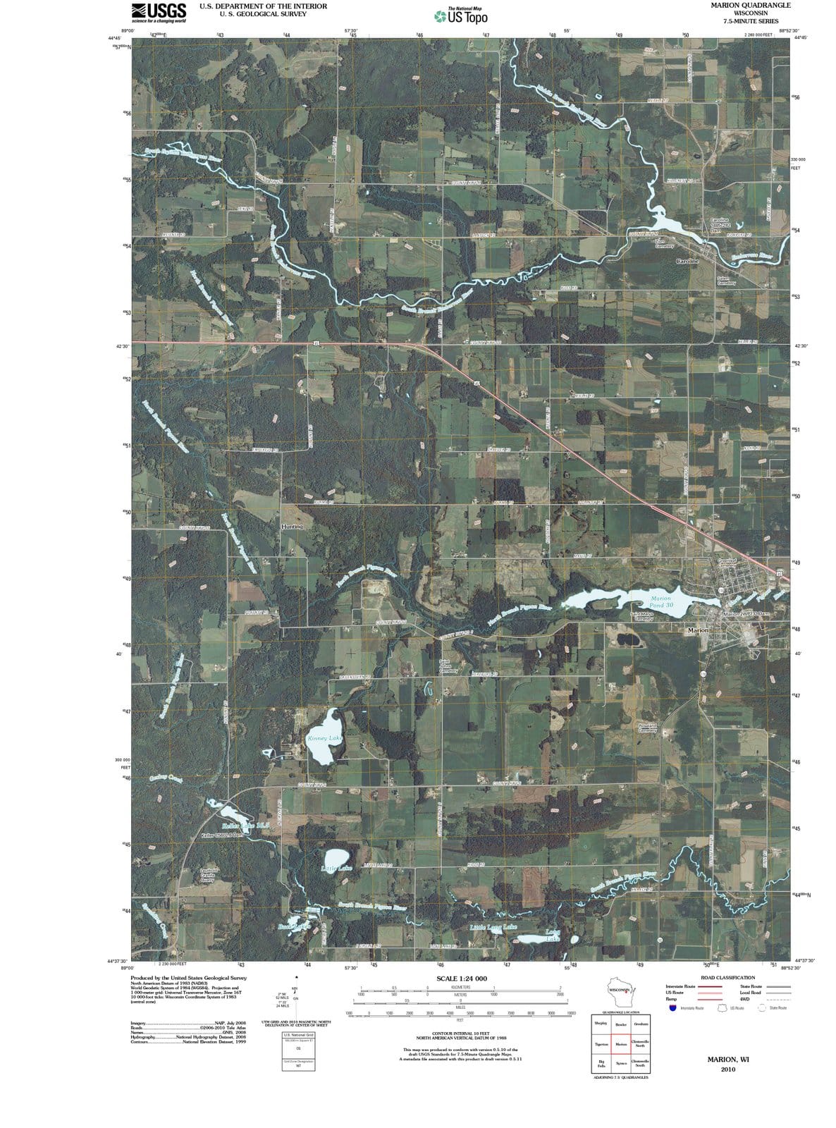 2010 Marion, WI - Wisconsin - USGS Topographic Map