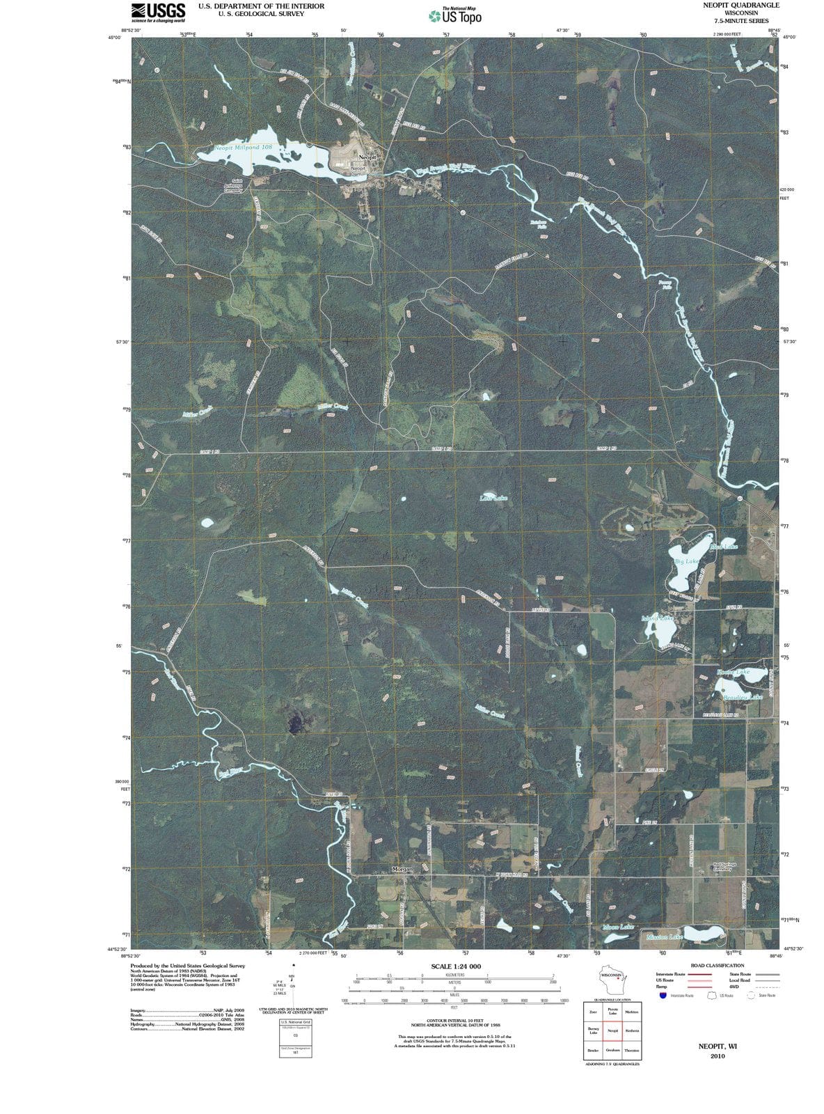 2010 Neopit, WI - Wisconsin - USGS Topographic Map