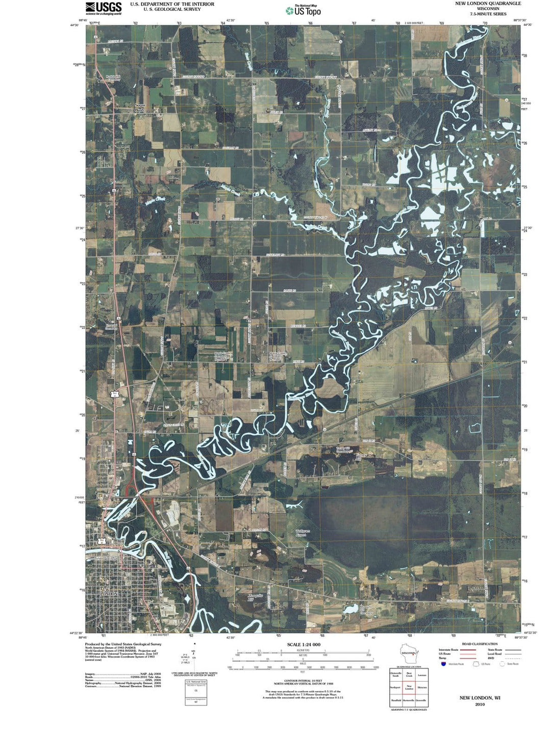 2010 New London, WI - Wisconsin - USGS Topographic Map