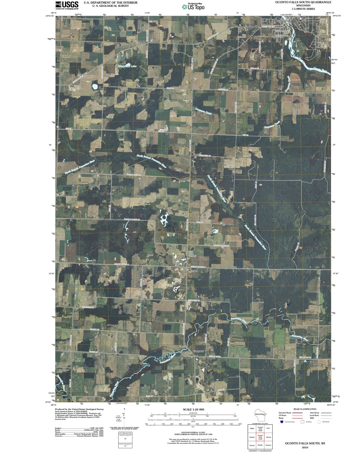 2010 Oconto Falls South, WI - Wisconsin - USGS Topographic Map