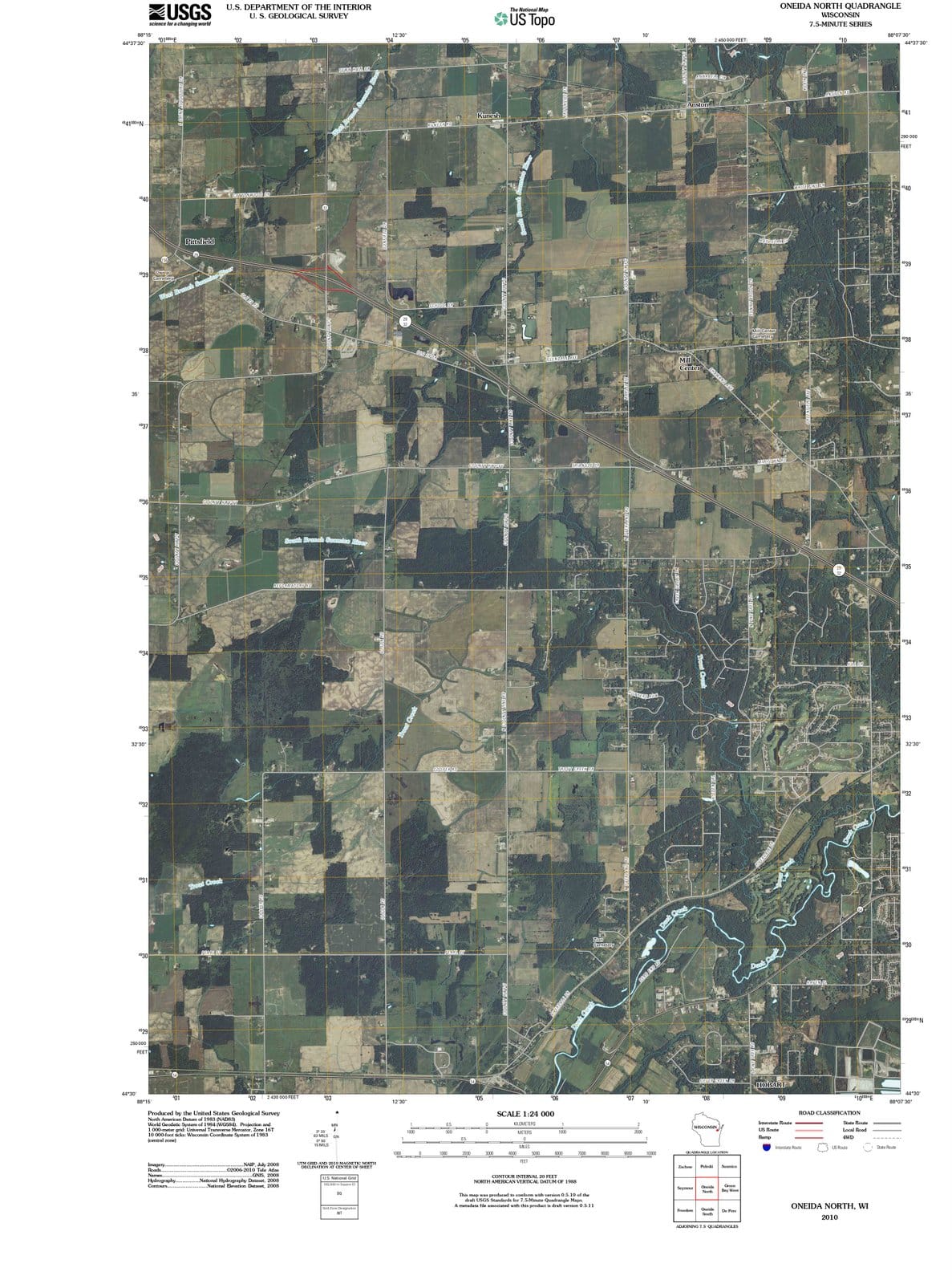 2010 Oneida North, WI - Wisconsin - USGS Topographic Map