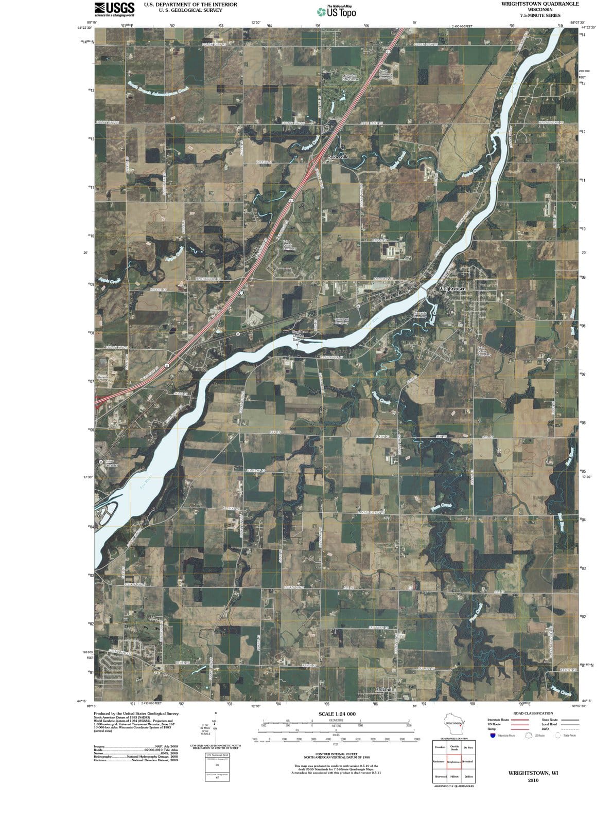 2010 Wrightstown, WI - Wisconsin - USGS Topographic Map