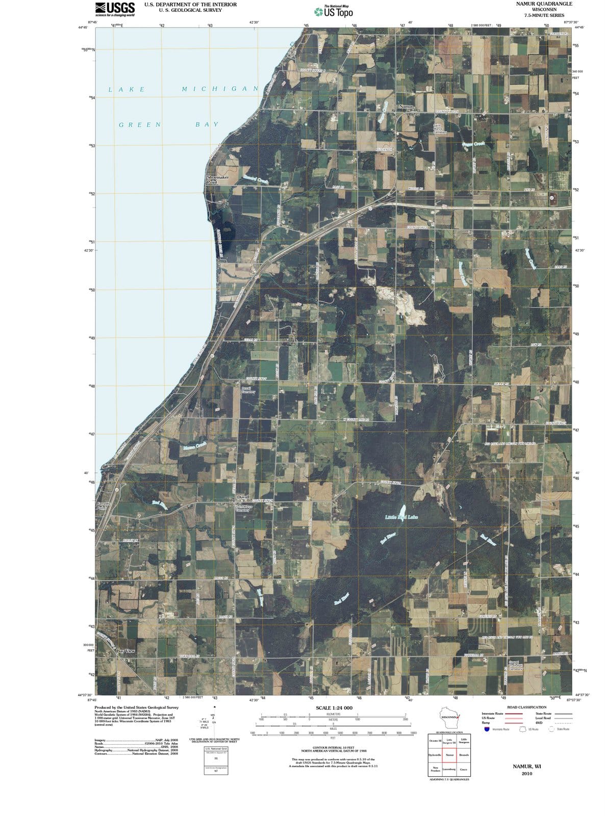 2010 Namur, WI - Wisconsin - USGS Topographic Map